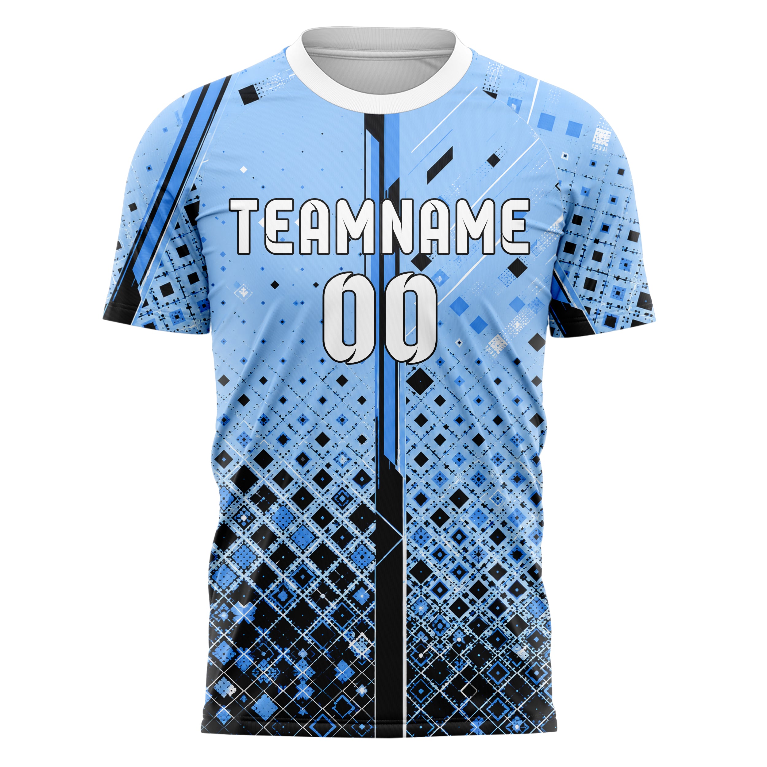 Puderblau lebendiges Rauten dichter Verlauf von unten Design 01-0231 individuelles Fußballtrikot front
