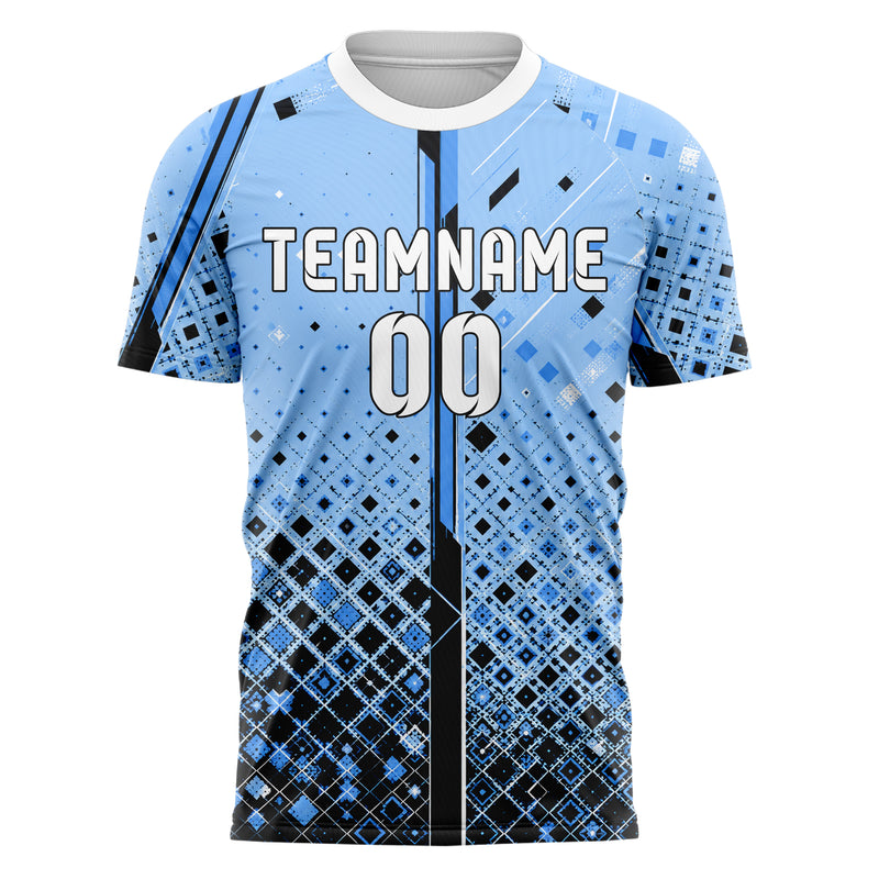 Puderblau lebendiges Rauten dichter Verlauf von unten Design 01-0231 individuelles Fußballtrikot front