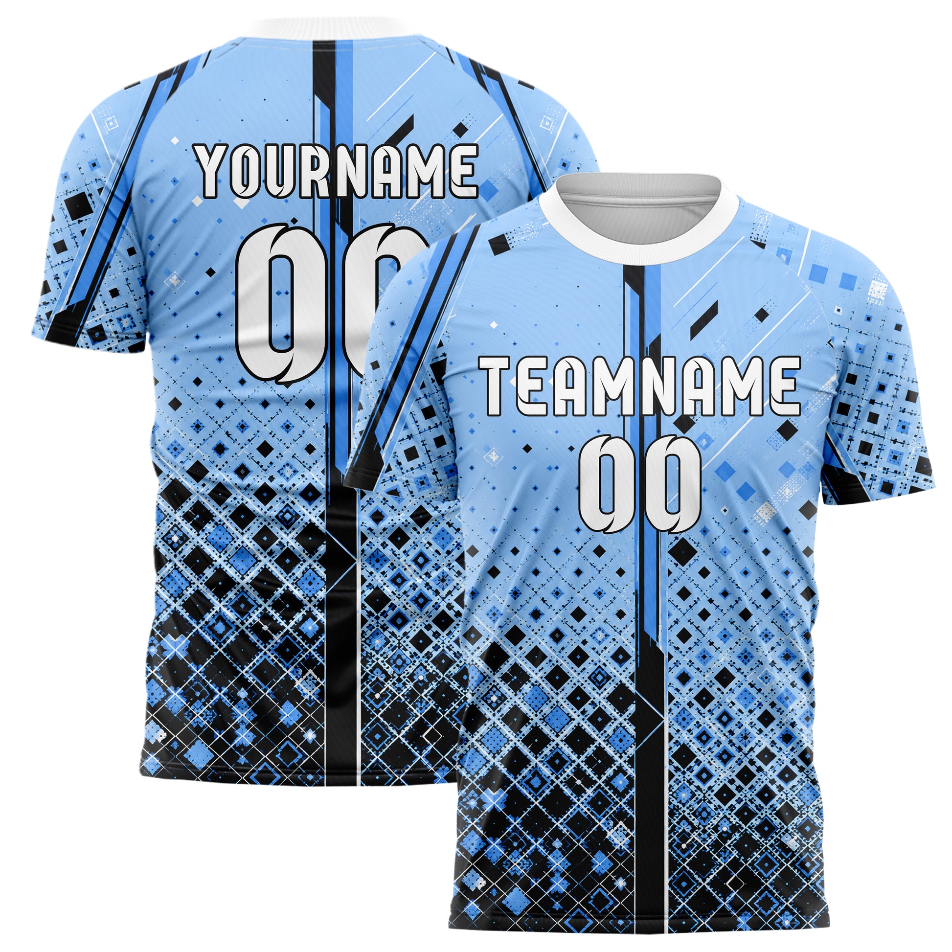 Puderblau lebendiges Rauten dichter Verlauf von unten Design 01-0231 individuelles Fußballtrikot main