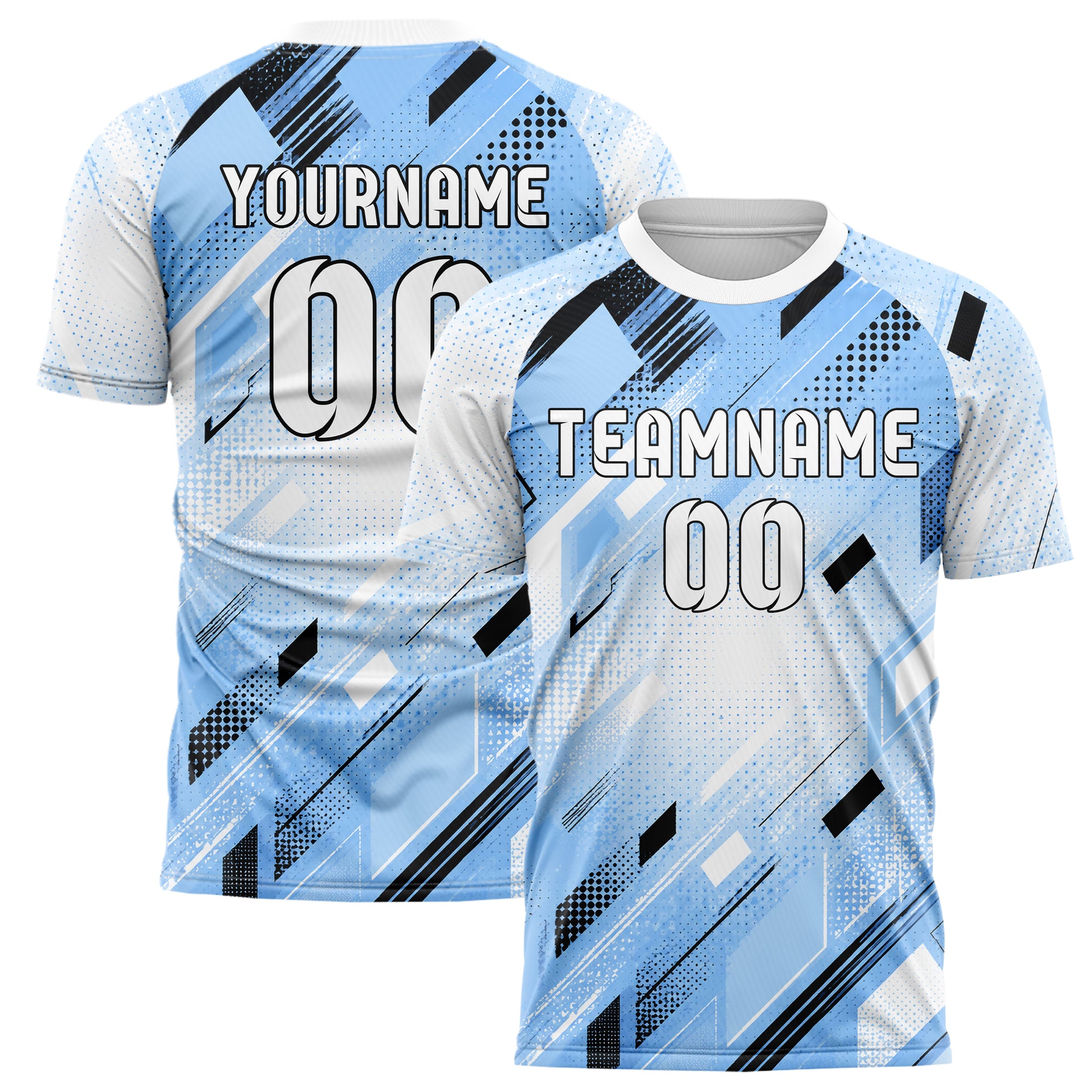 Puderblau lebendiges Rauten radialer Center Fade Design 01-0273 individuelles Fußballtrikot main