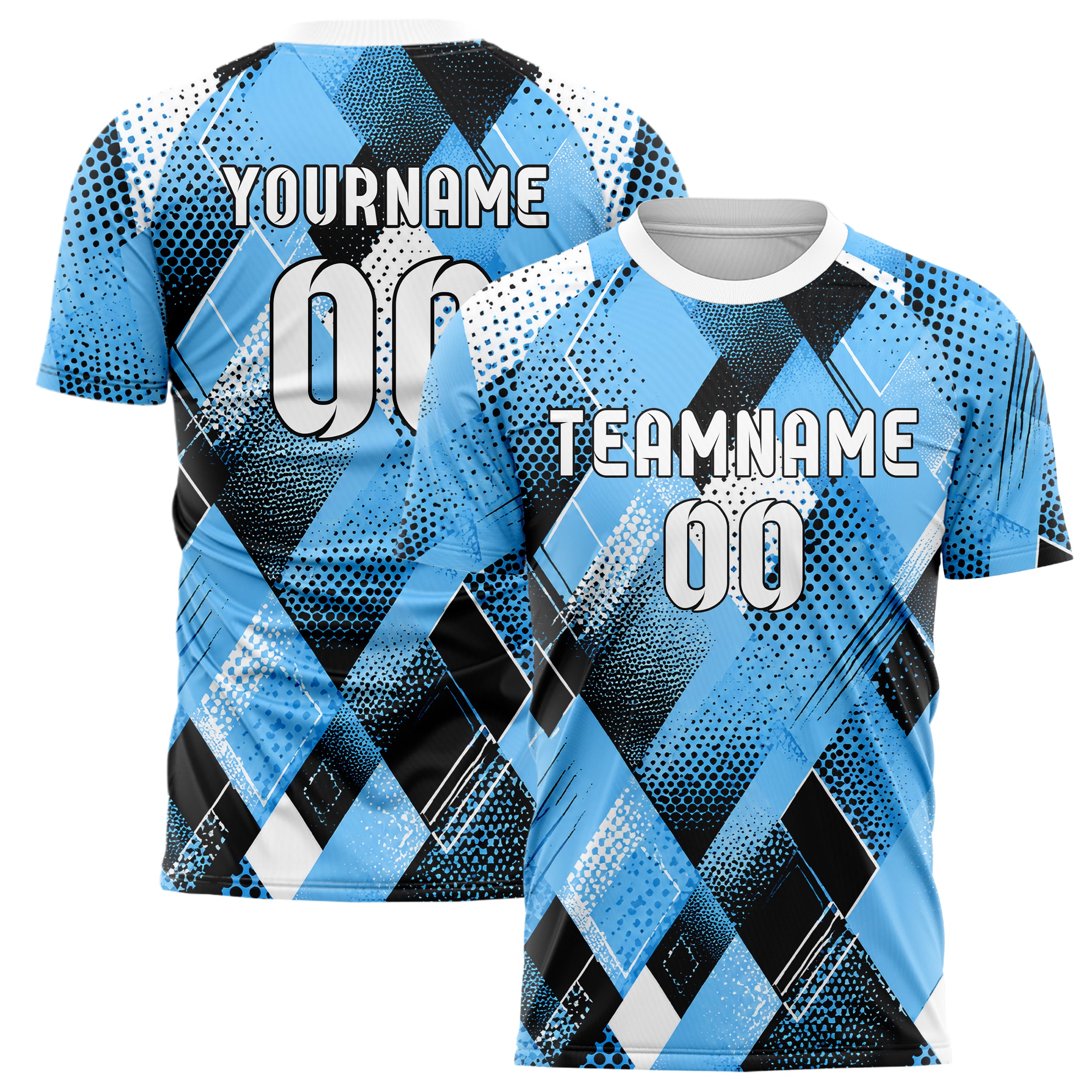 Puderblau lebendiges Rauten diagonale Tessellation Design 01-0258 individuelles Fußballtrikot main