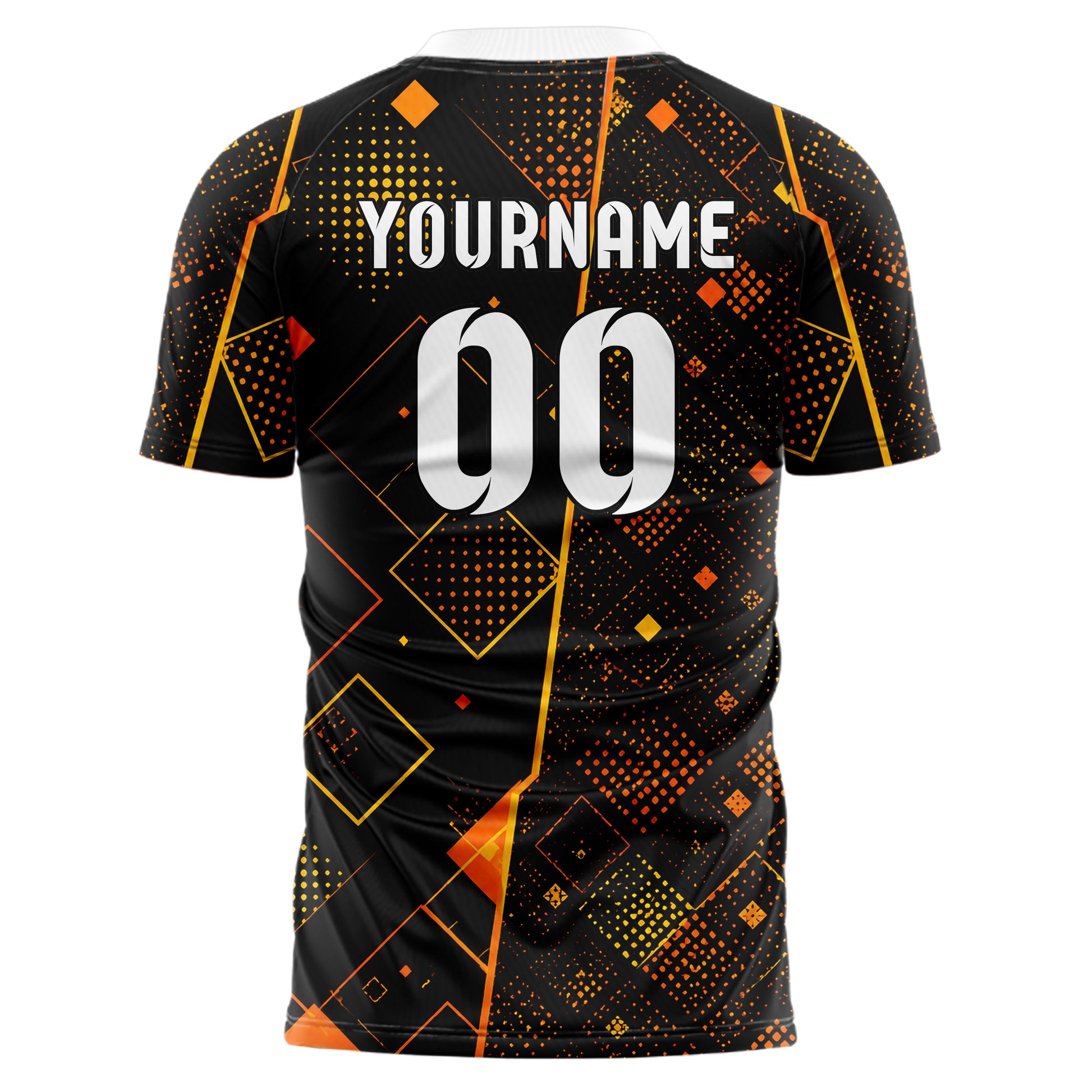 Schwarz dunkles Rauten Square Grid Design 01-0317 individuelles Fußballtrikot back