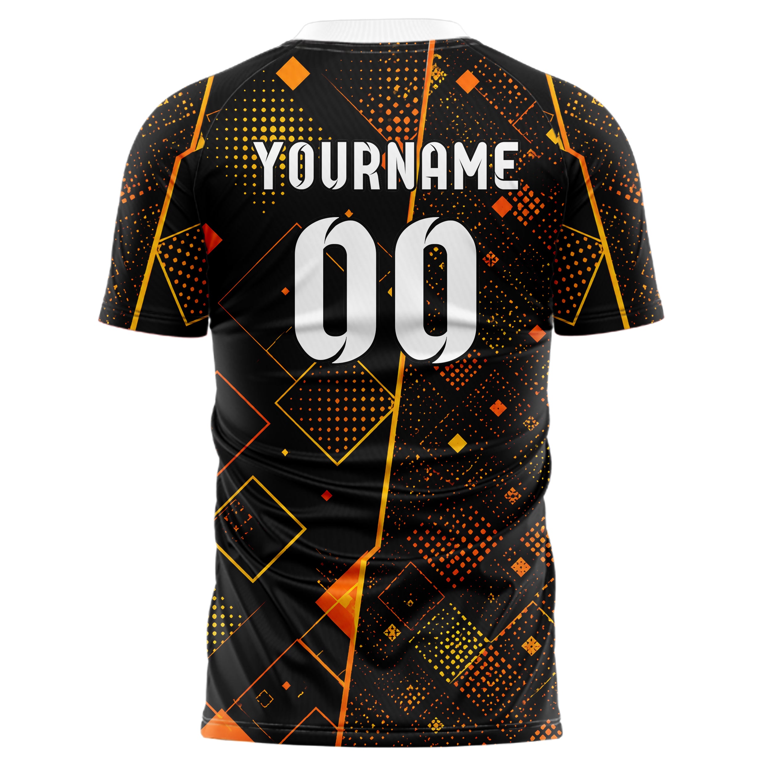 Schwarz dunkles Rauten Square Grid Design 01-0317 individuelles Fußballtrikot back