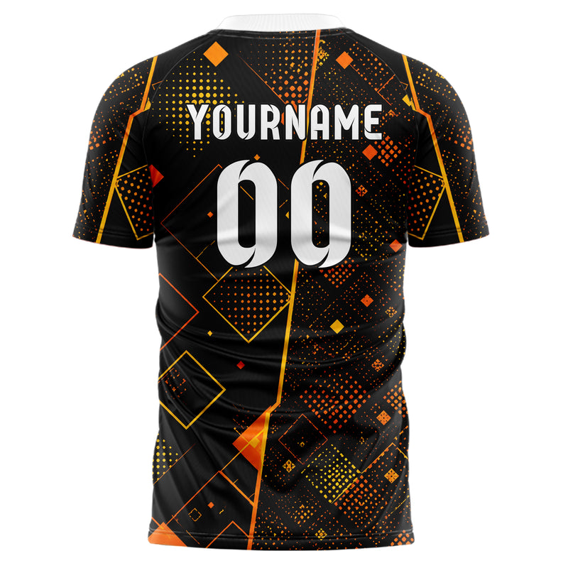 Schwarz dunkles Rauten Square Grid Design 01-0317 individuelles Fußballtrikot back