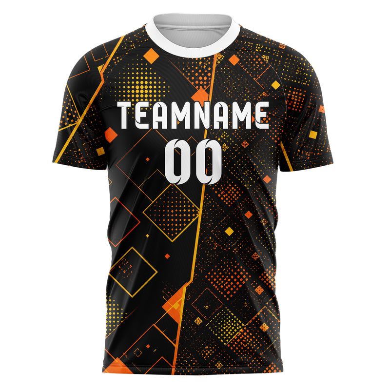 Schwarz dunkles Rauten Square Grid Design 01-0317 individuelles Fußballtrikot front