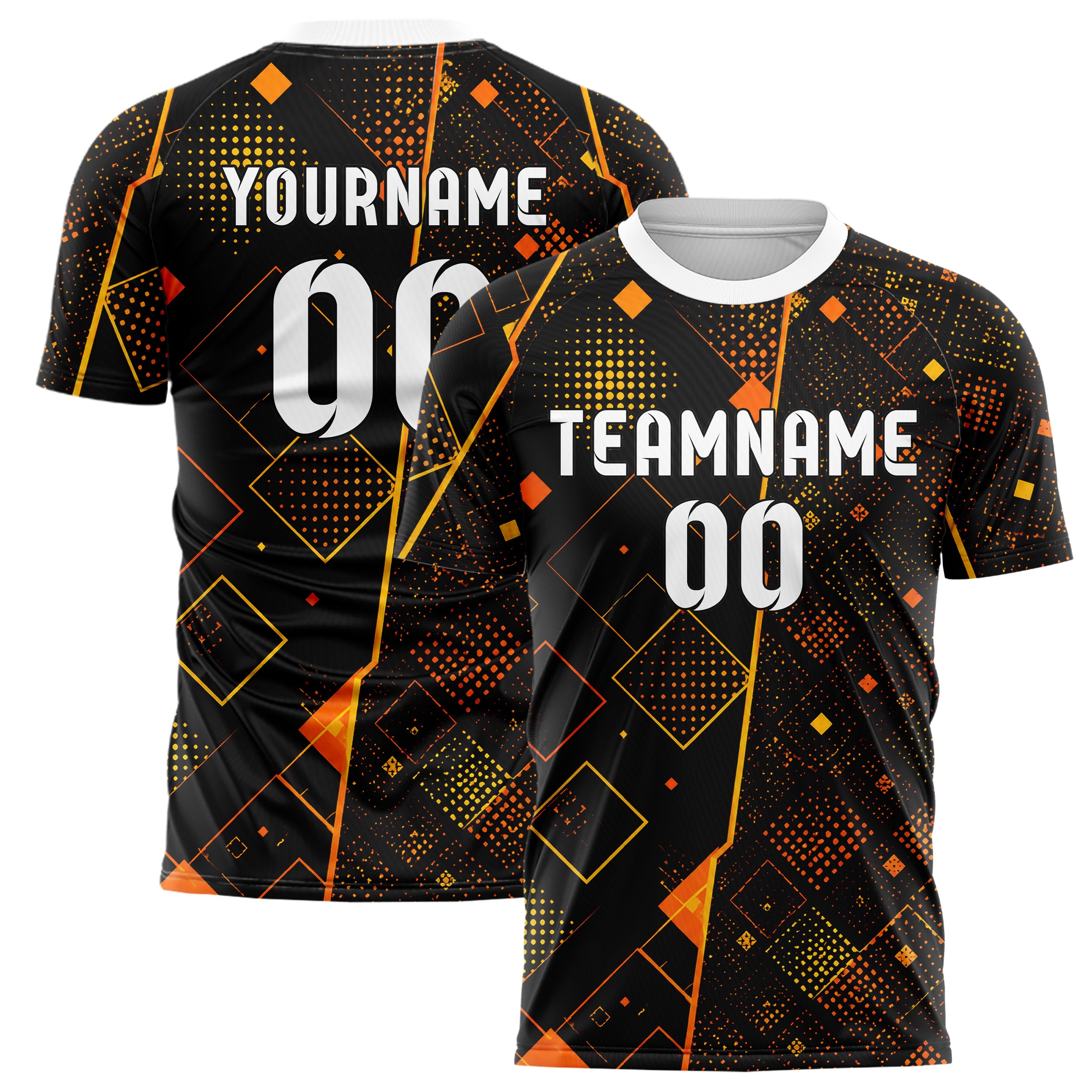 Schwarz dunkles Rauten Square Grid Design 01-0317 individuelles Fußballtrikot main