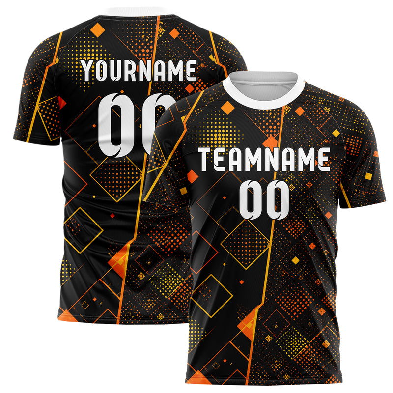 Schwarz dunkles Rauten Square Grid Design 01-0317 individuelles Fußballtrikot main