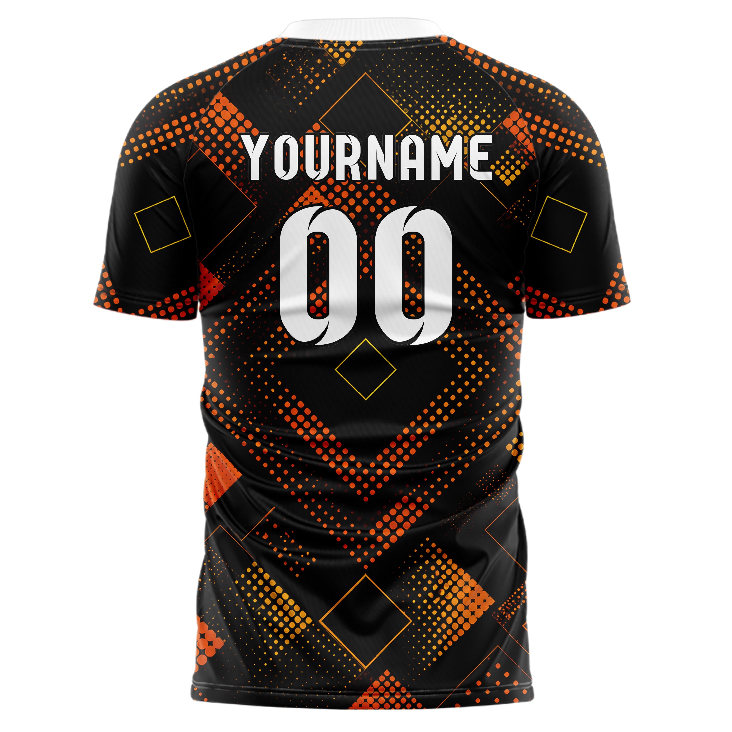 Schwarz dunkles Rauten diagonale Tessellation Design 01-0242 individuelles Fußballtrikot back