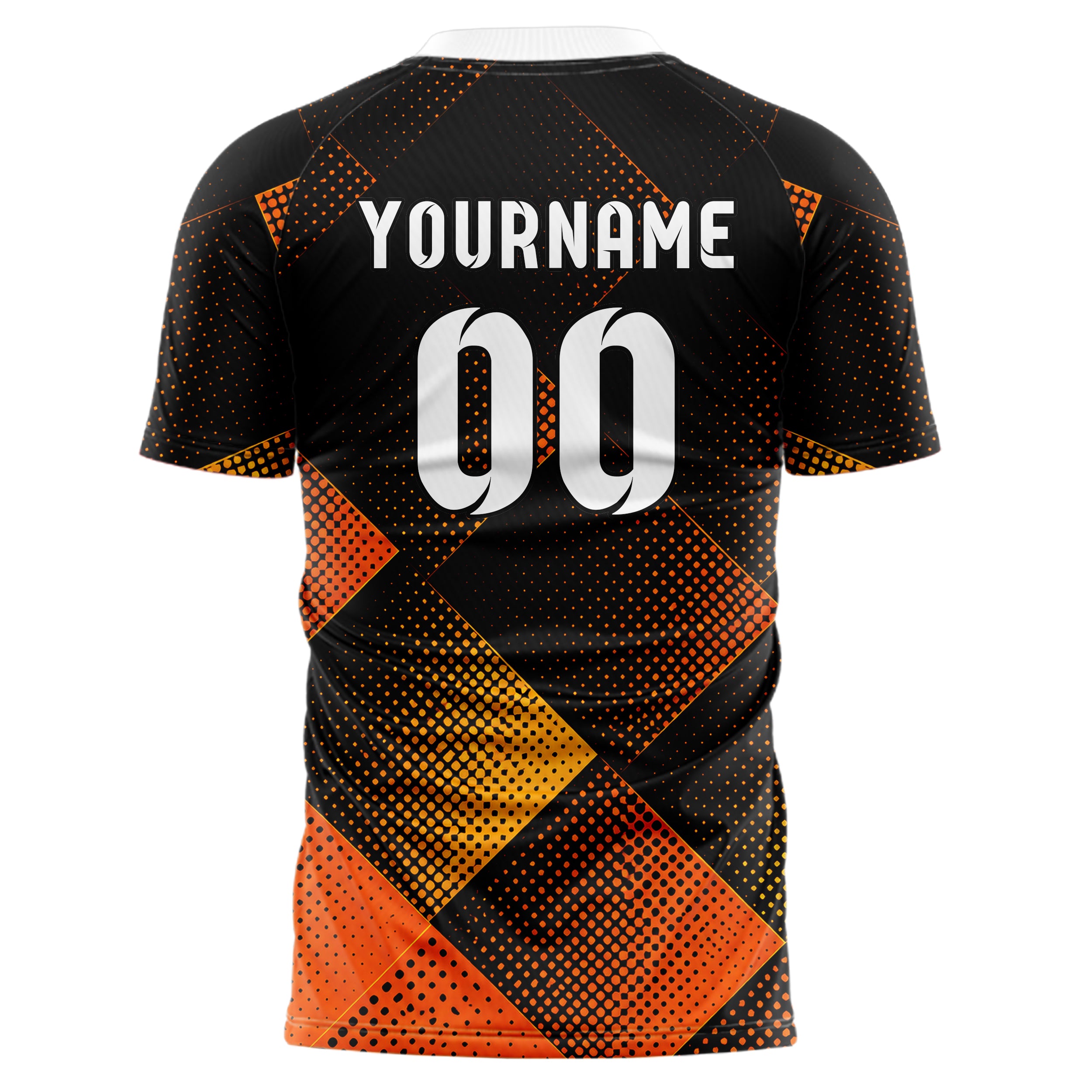 Schwarz dunkles Rauten diagonale Tessellation Design 01-0266 individuelles Fußballtrikot back