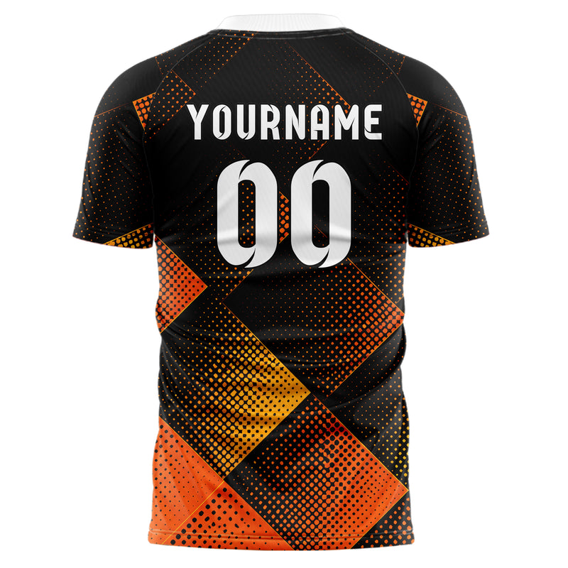Schwarz dunkles Rauten diagonale Tessellation Design 01-0266 individuelles Fußballtrikot back