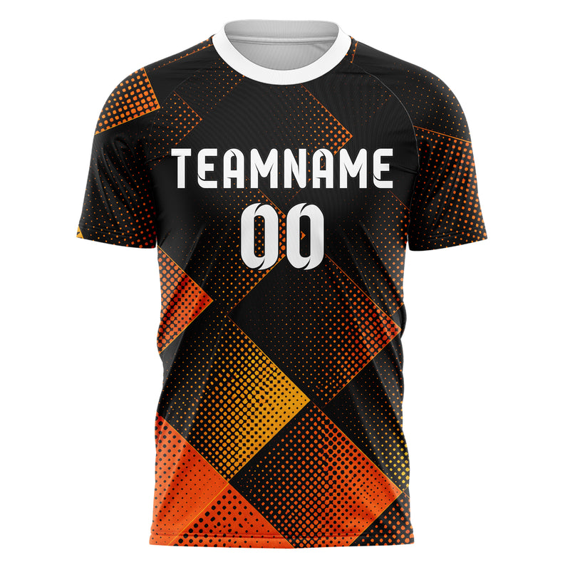 Schwarz dunkles Rauten diagonale Tessellation Design 01-0266 individuelles Fußballtrikot front
