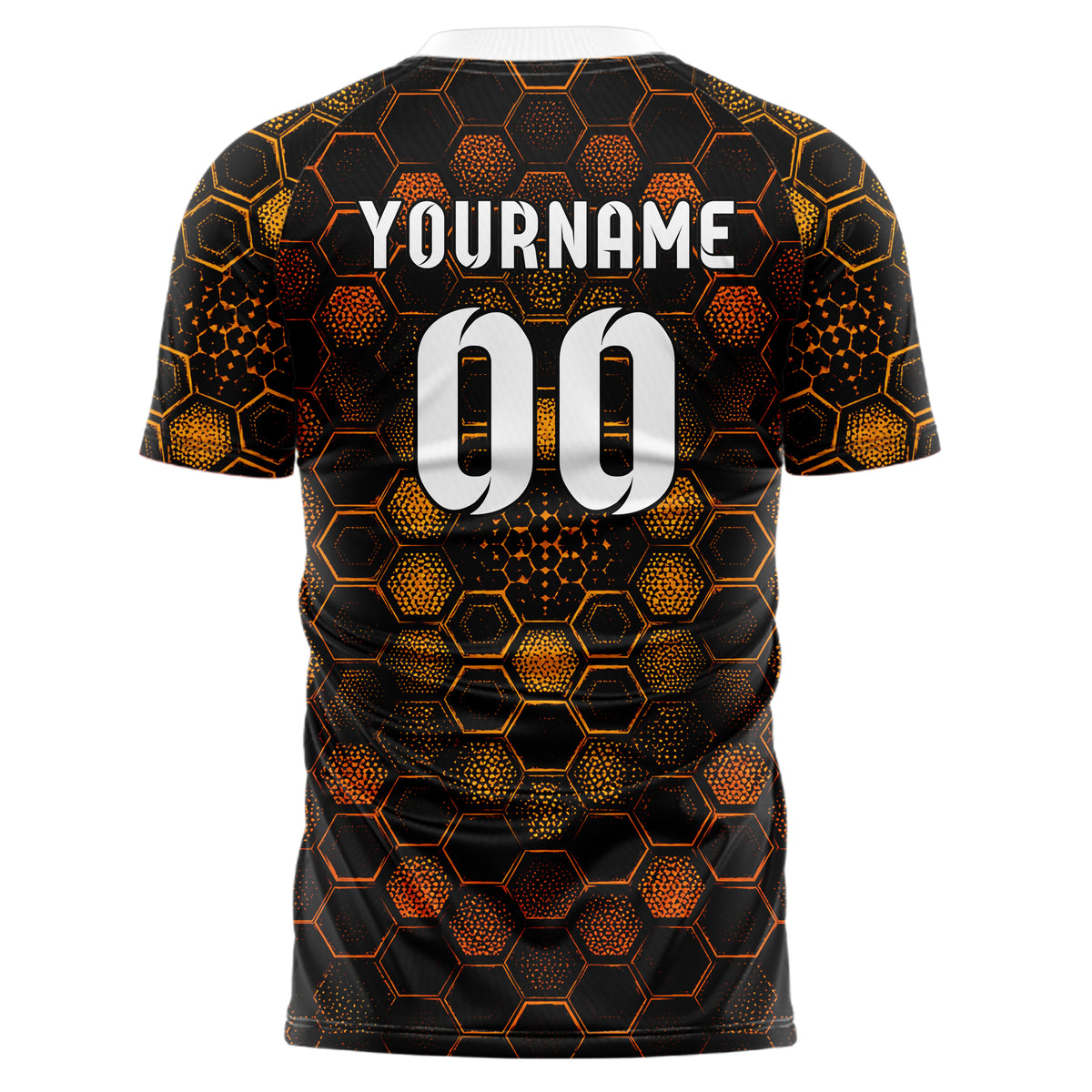 Schwarz dunkles Rauten hexagonale Panels Design 01-0230 individuelles Fußballtrikot back