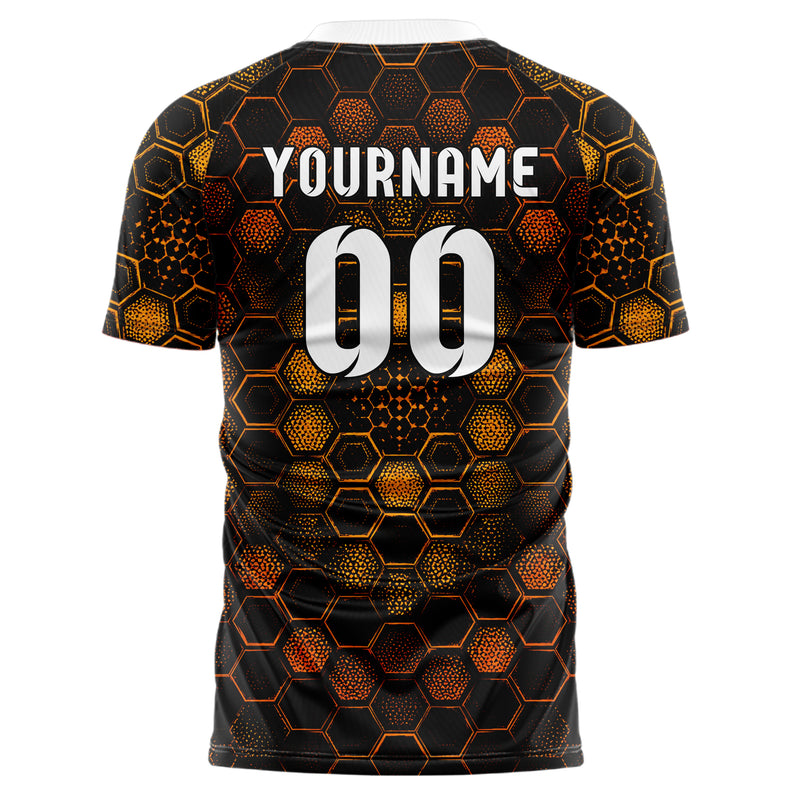 Schwarz dunkles Rauten hexagonale Panels Design 01-0230 individuelles Fußballtrikot back