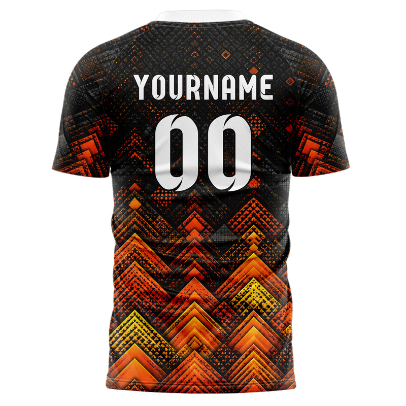 Schwarz dunkles Rauten Layered 3D Rhombus Design 01-0011 individuelles Fußballtrikot back