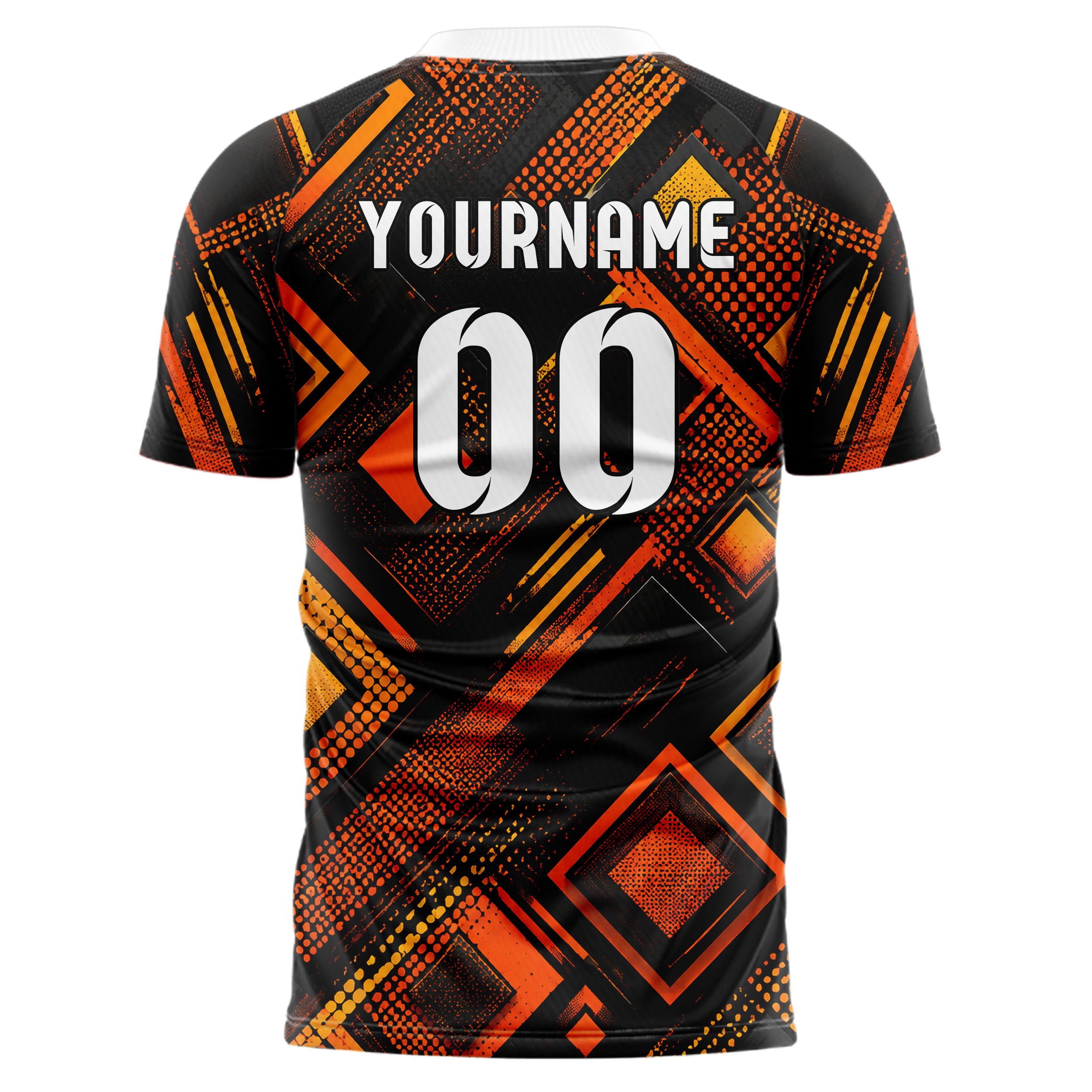 Schwarz dunkles Rauten Layered 3D Rhombus Design 01-0035 individuelles Fußballtrikot back