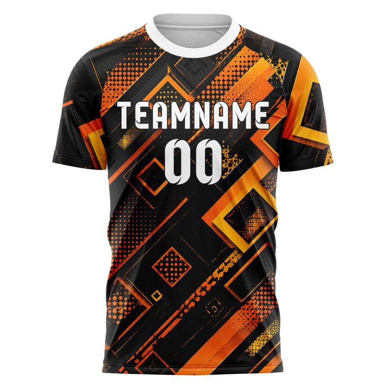 Schwarz dunkles Rauten Layered 3D Rhombus Design 01-0467 individuelles Fußballtrikot front
