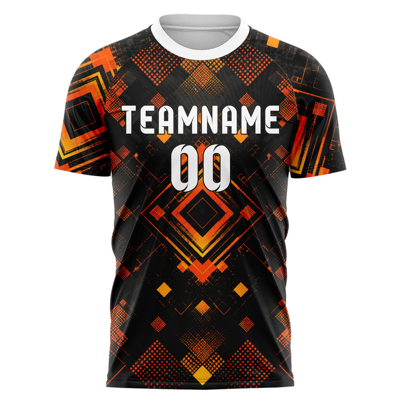Schwarz dunkles Rauten Micro to Macro Gradient Design 01-0284 individuelles Fußballtrikot front