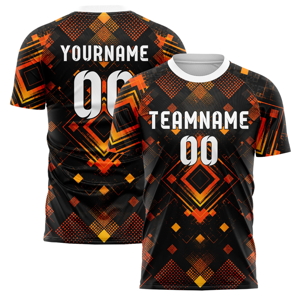 Schwarz dunkles Rauten Micro to Macro Gradient Design 01-0284 individuelles Fußballtrikot main