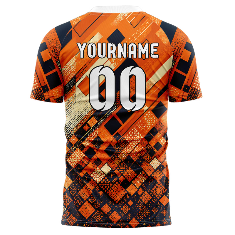Bay Orange lebendiges Rauten dichter Verlauf von unten Design 01-0399 individuelles Fußballtrikot back