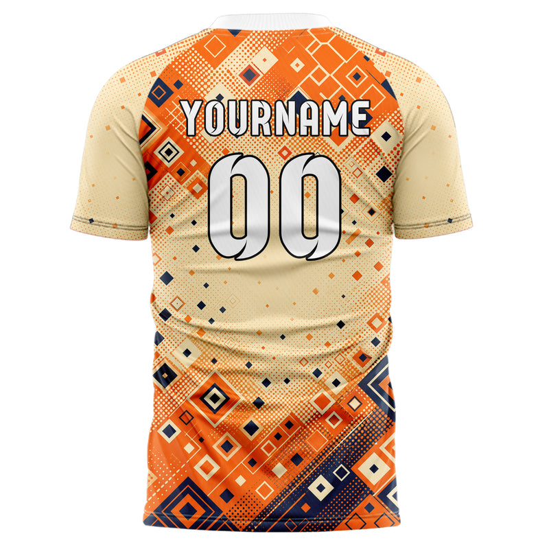 Bay Orange lebendiges Rauten radialer Center Fade Design 01-0009 individuelles Fußballtrikot back