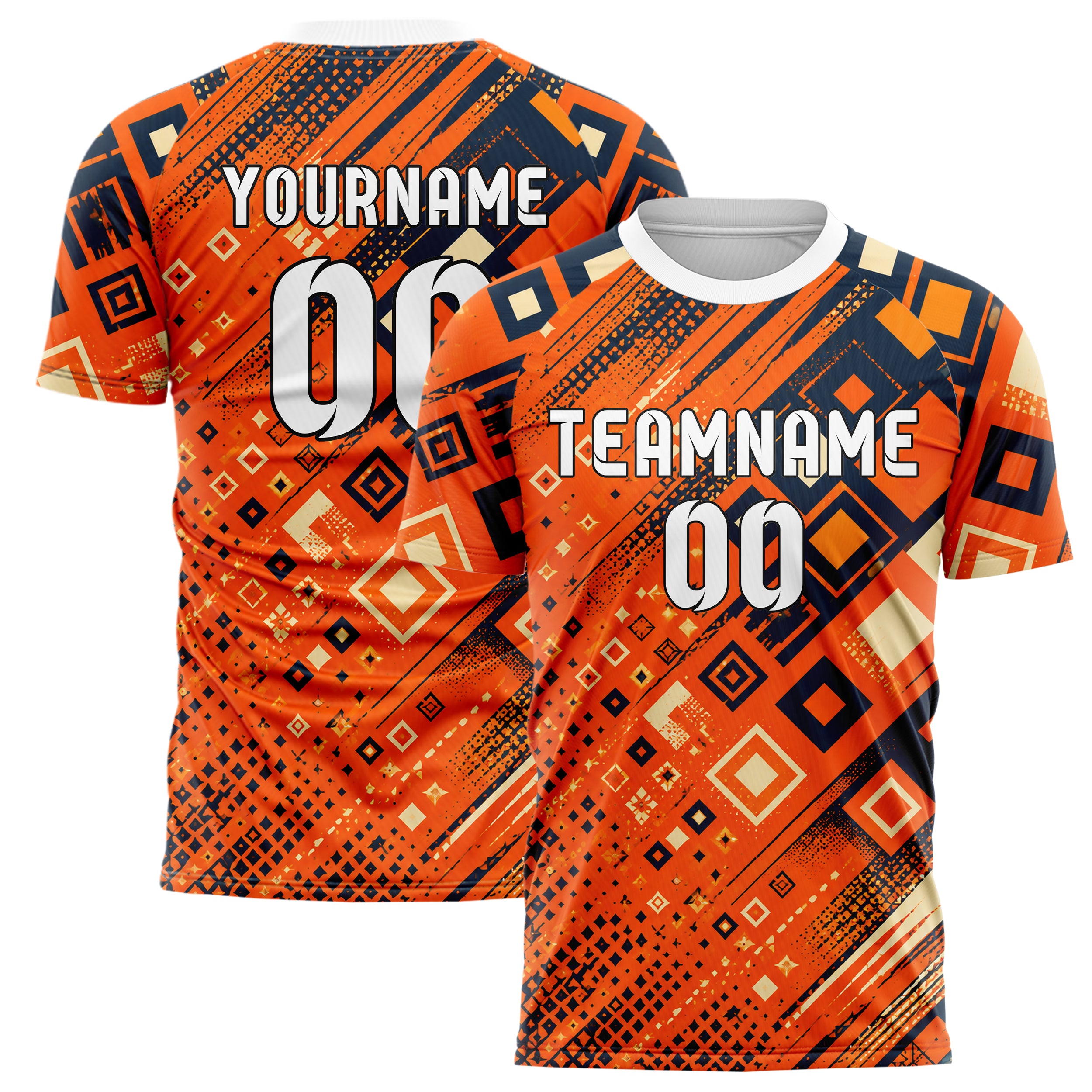 Bay Orange lebendiges Rauten Micro to Macro Gradient Design 01-0180 individuelles Fußballtrikot main