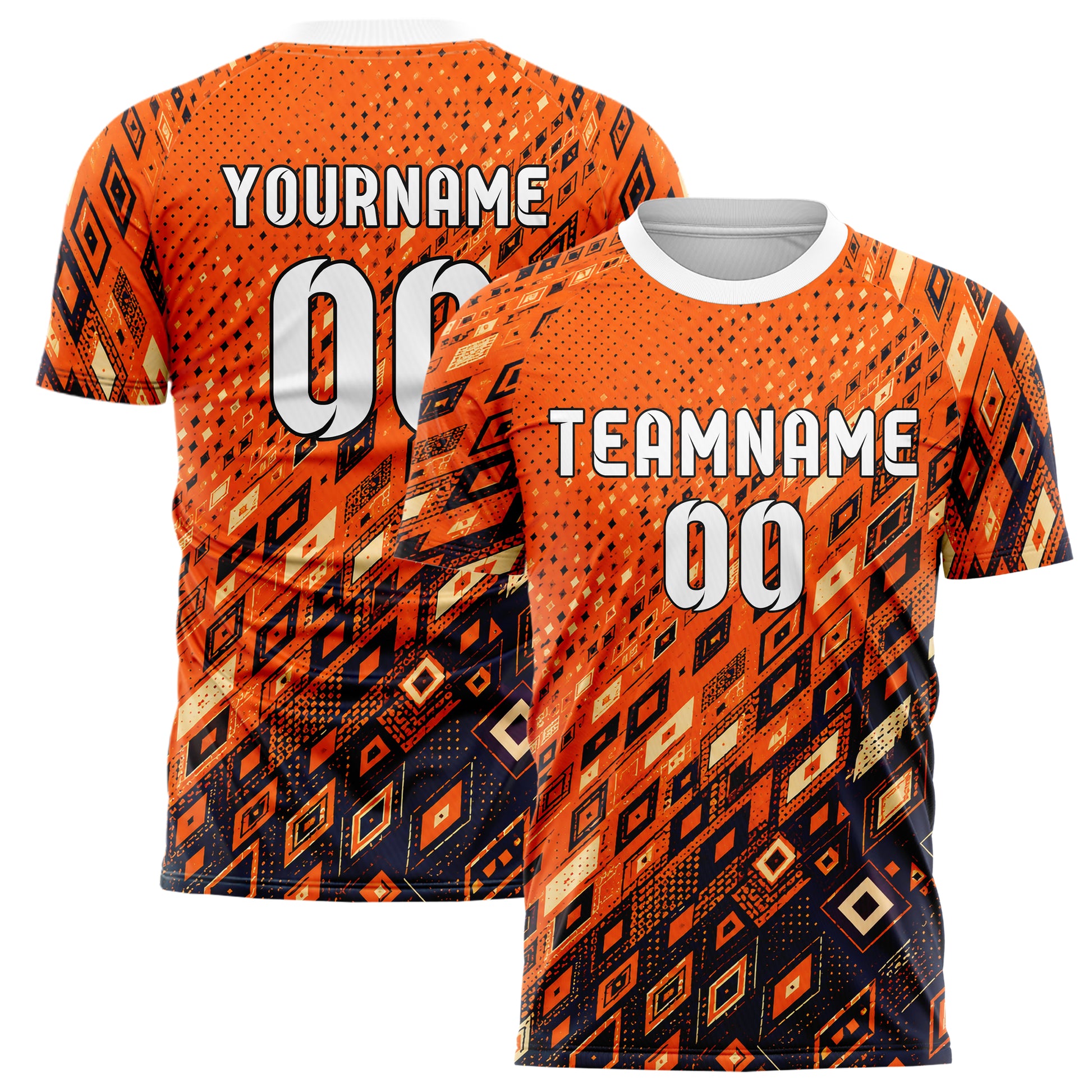 Bay Orange lebendiges Rauten Micro to Macro Gradient Design 01-0300 individuelles Fußballtrikot main