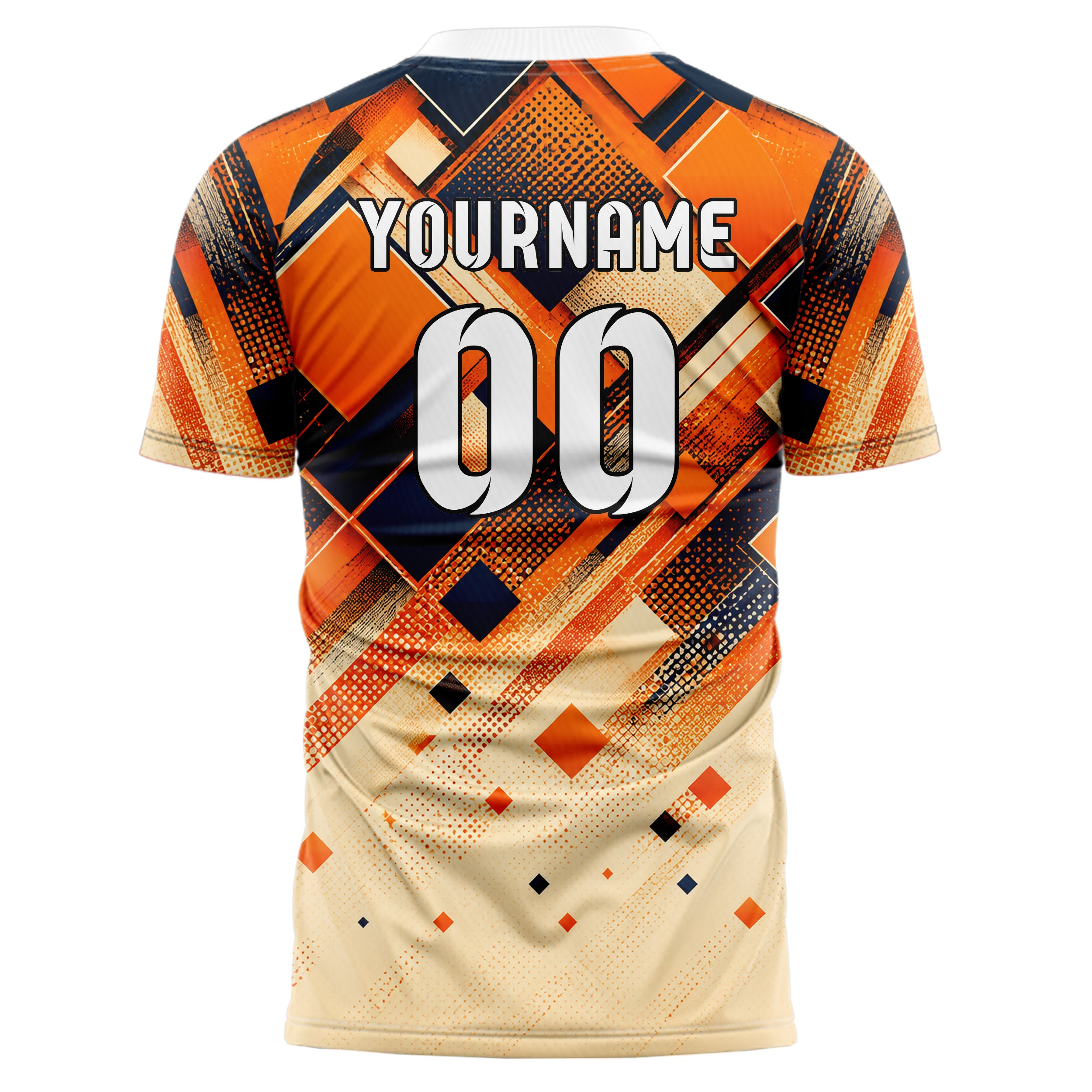 Bay Orange lebendiges Rauten dichter Verlauf von oben Design 01-0072 individuelles Fußballtrikot back