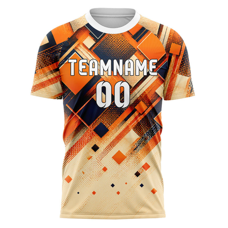 Bay Orange lebendiges Rauten dichter Verlauf von oben Design 01-0072 individuelles Fußballtrikot front