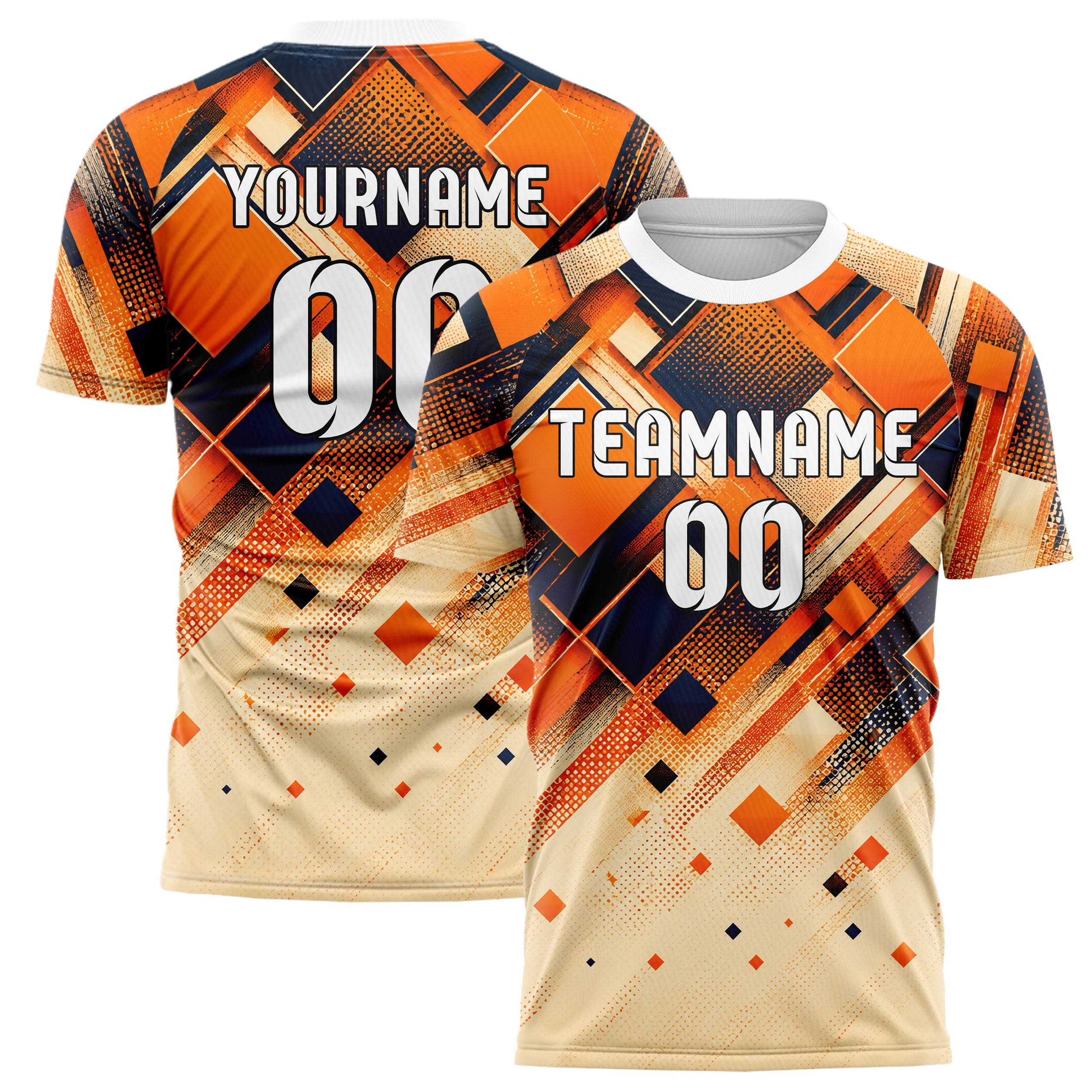Bay Orange lebendiges Rauten dichter Verlauf von oben Design 01-0072 individuelles Fußballtrikot main