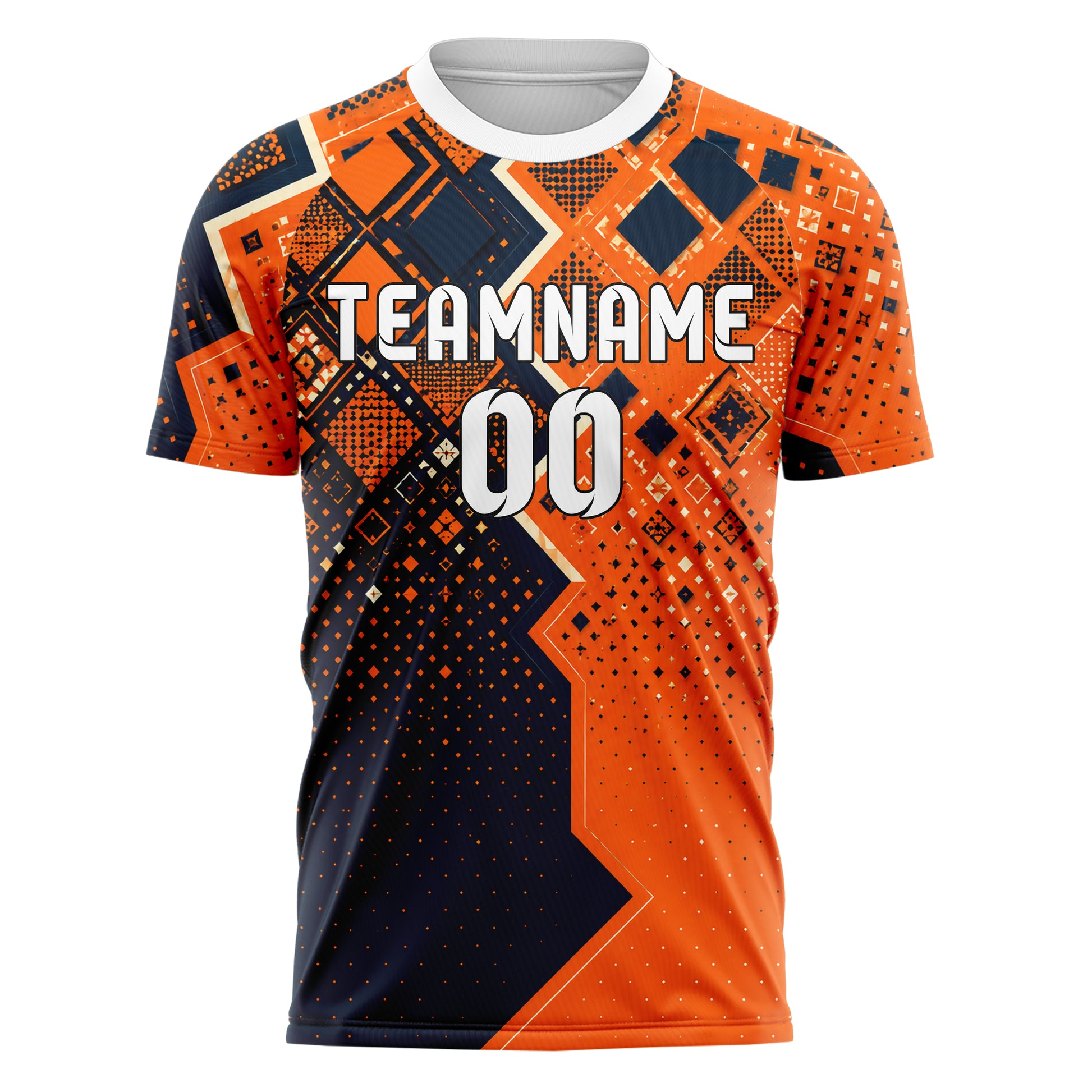 Bay Orange lebendiges Rauten dichter Verlauf von oben Design 01-0360 individuelles Fußballtrikot front