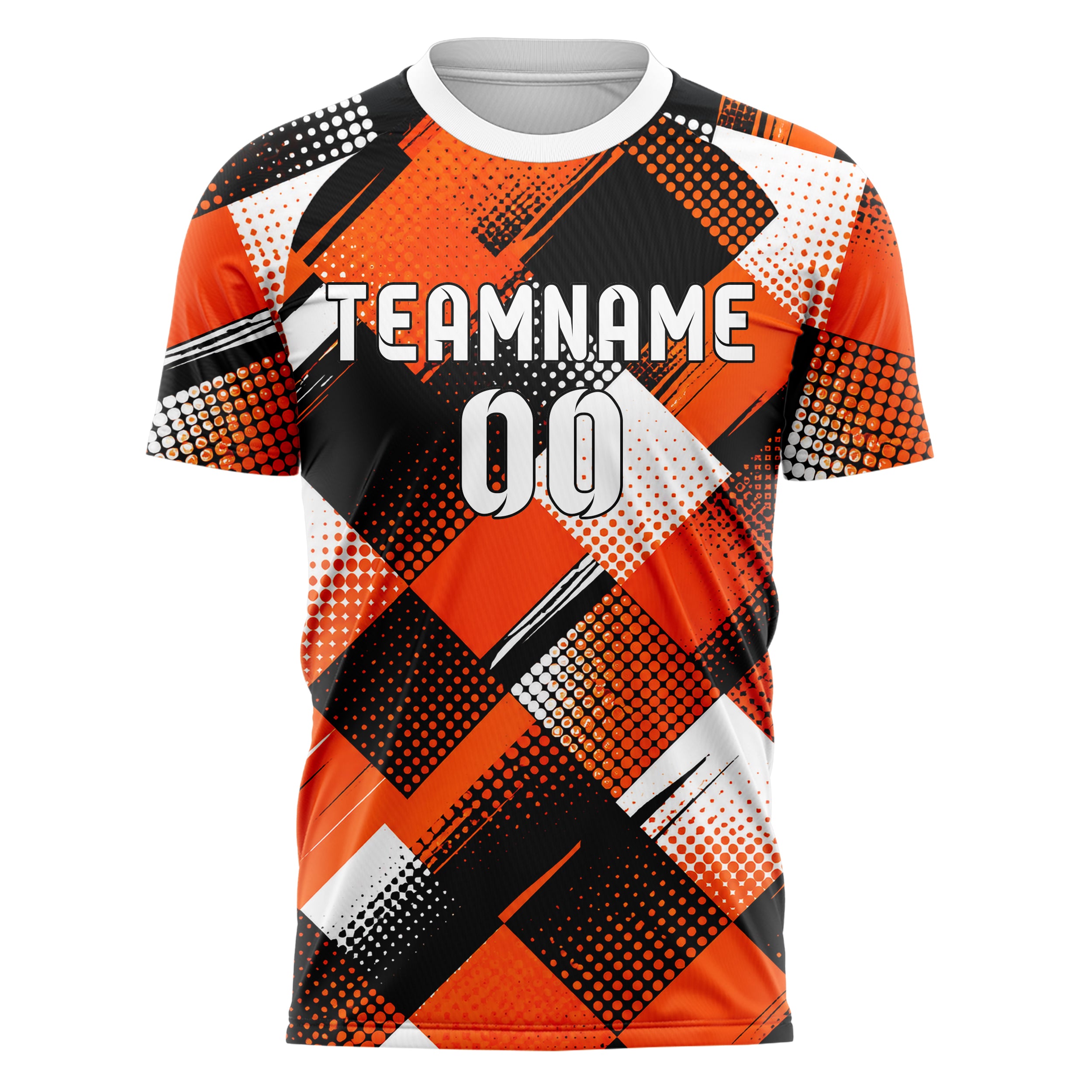 Orange lebendiges Rauten Square Grid Design 01-0469 individuelles Fußballtrikot front