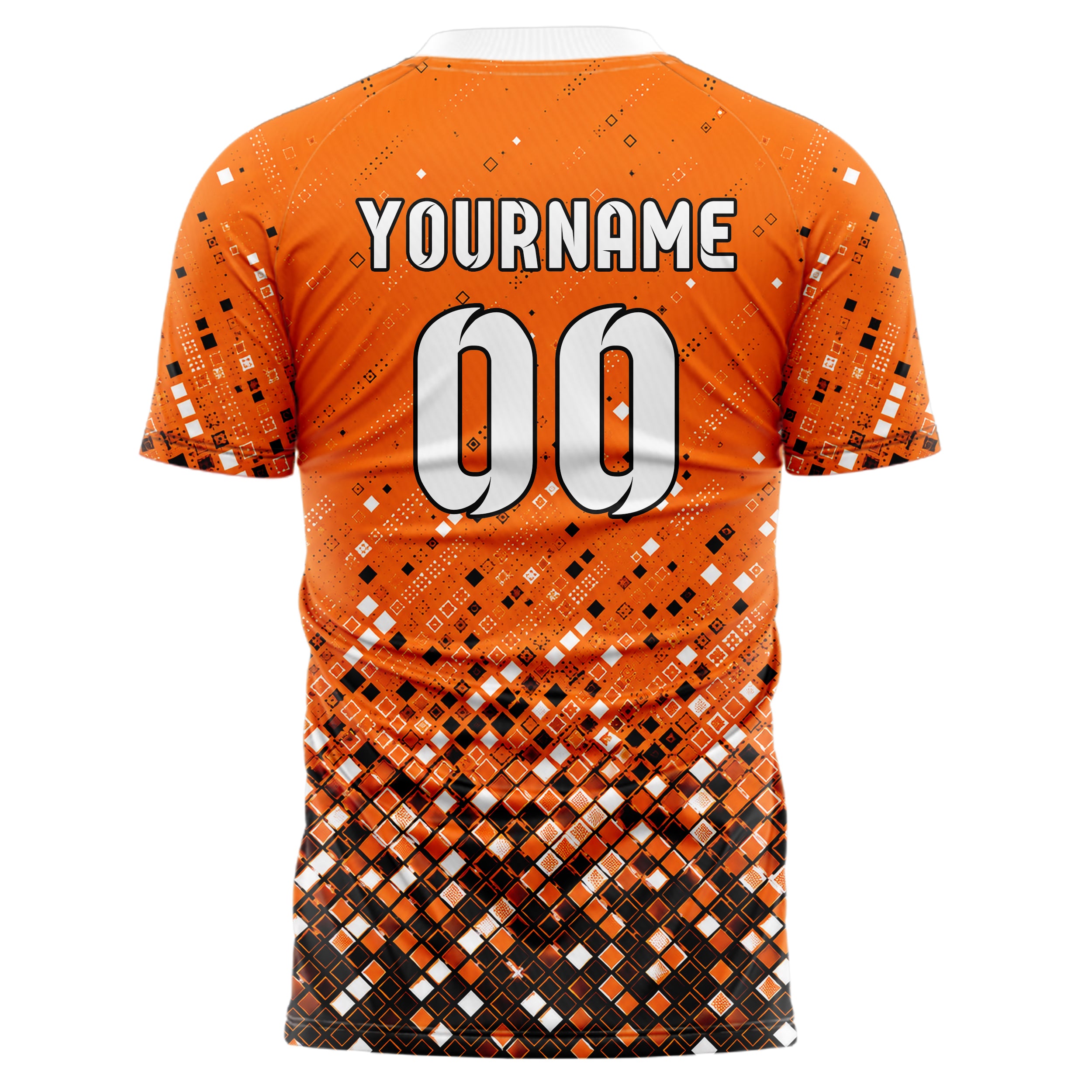Orange lebendiges Rauten dichter Verlauf von unten Design 01-0151 individuelles Fußballtrikot back