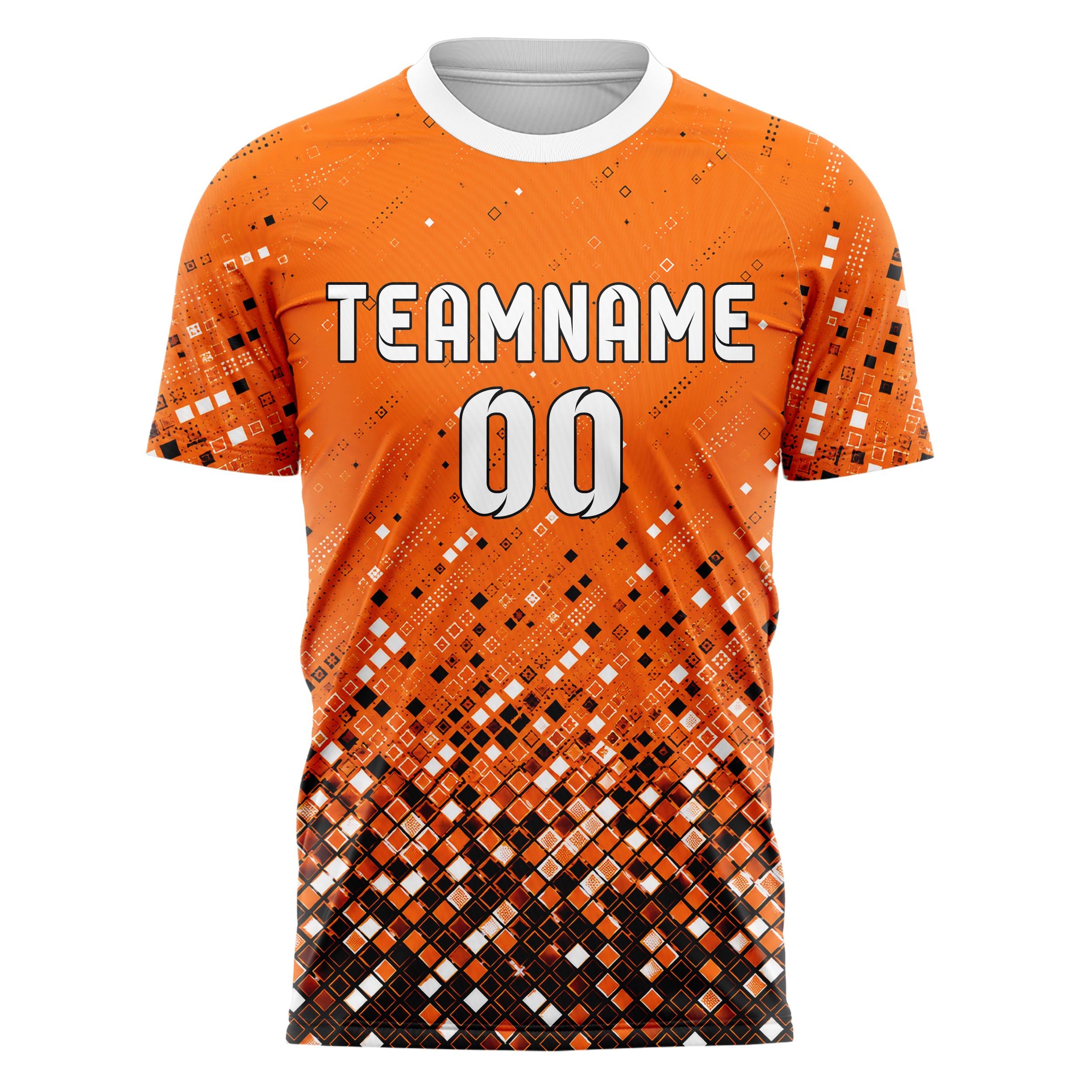 Orange lebendiges Rauten dichter Verlauf von unten Design 01-0151 individuelles Fußballtrikot front