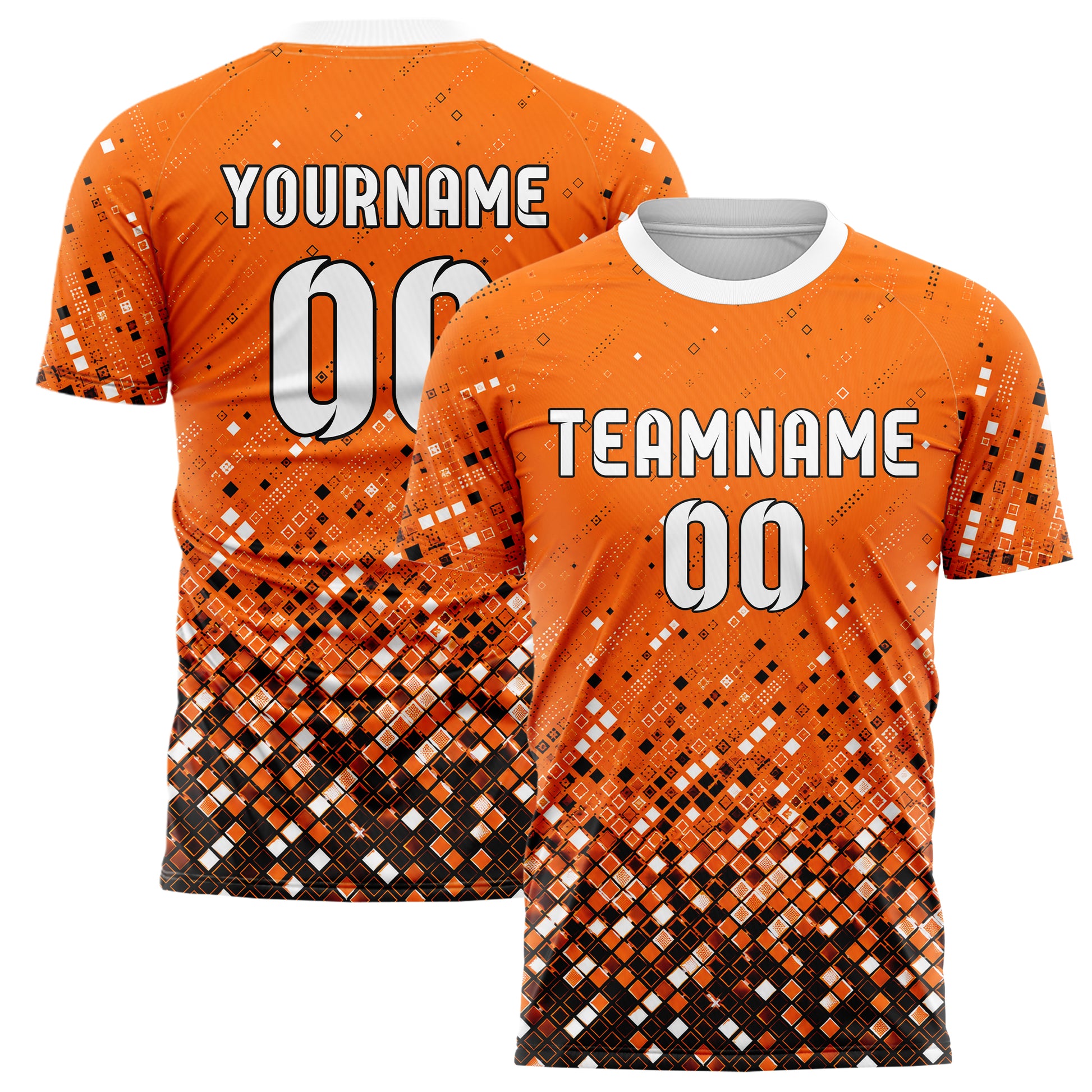 Orange lebendiges Rauten dichter Verlauf von unten Design 01-0151 individuelles Fußballtrikot main