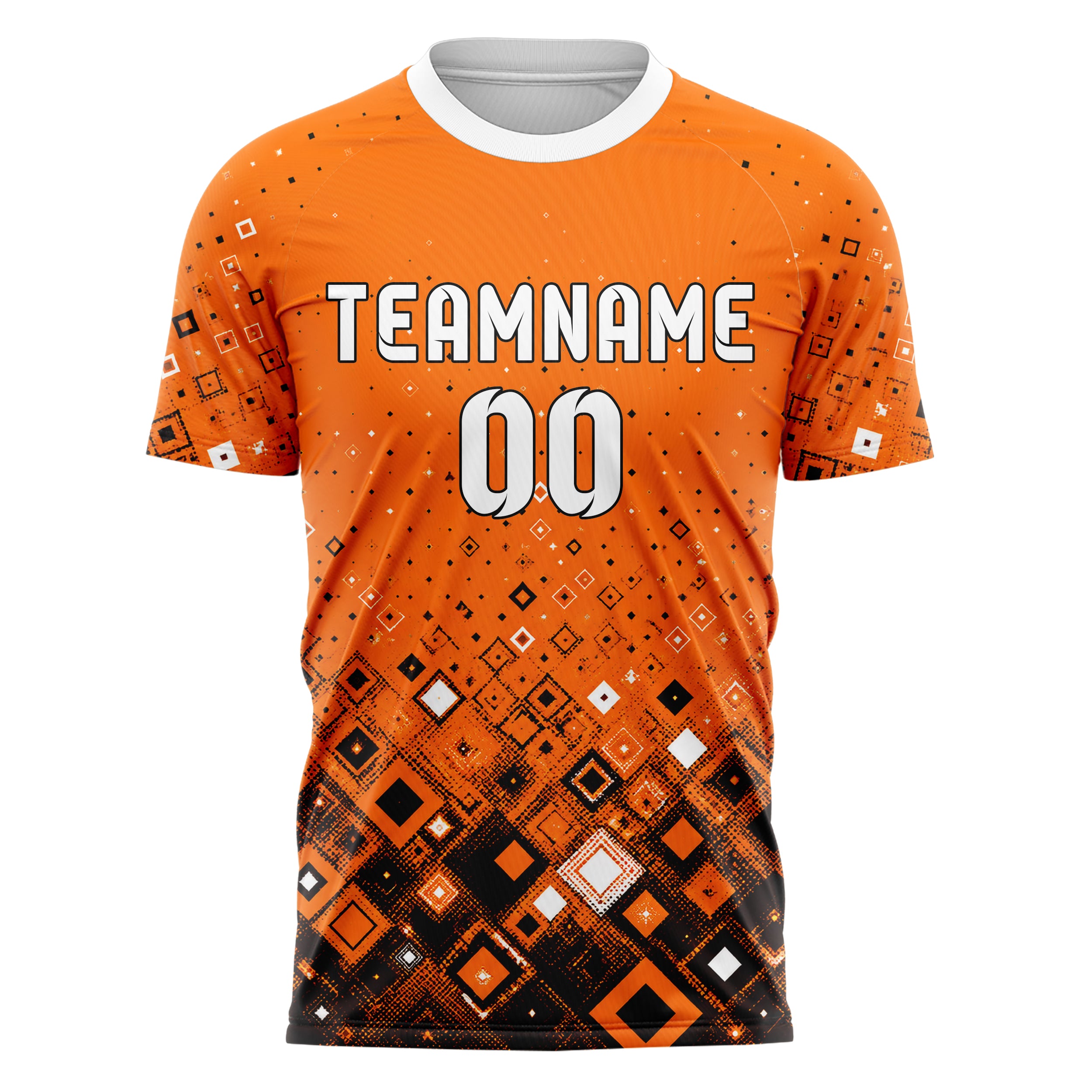 Orange lebendiges Rauten Micro to Macro Gradient Design 01-0220 individuelles Fußballtrikot front