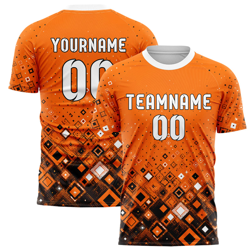 Orange lebendiges Rauten Micro to Macro Gradient Design 01-0220 individuelles Fußballtrikot main