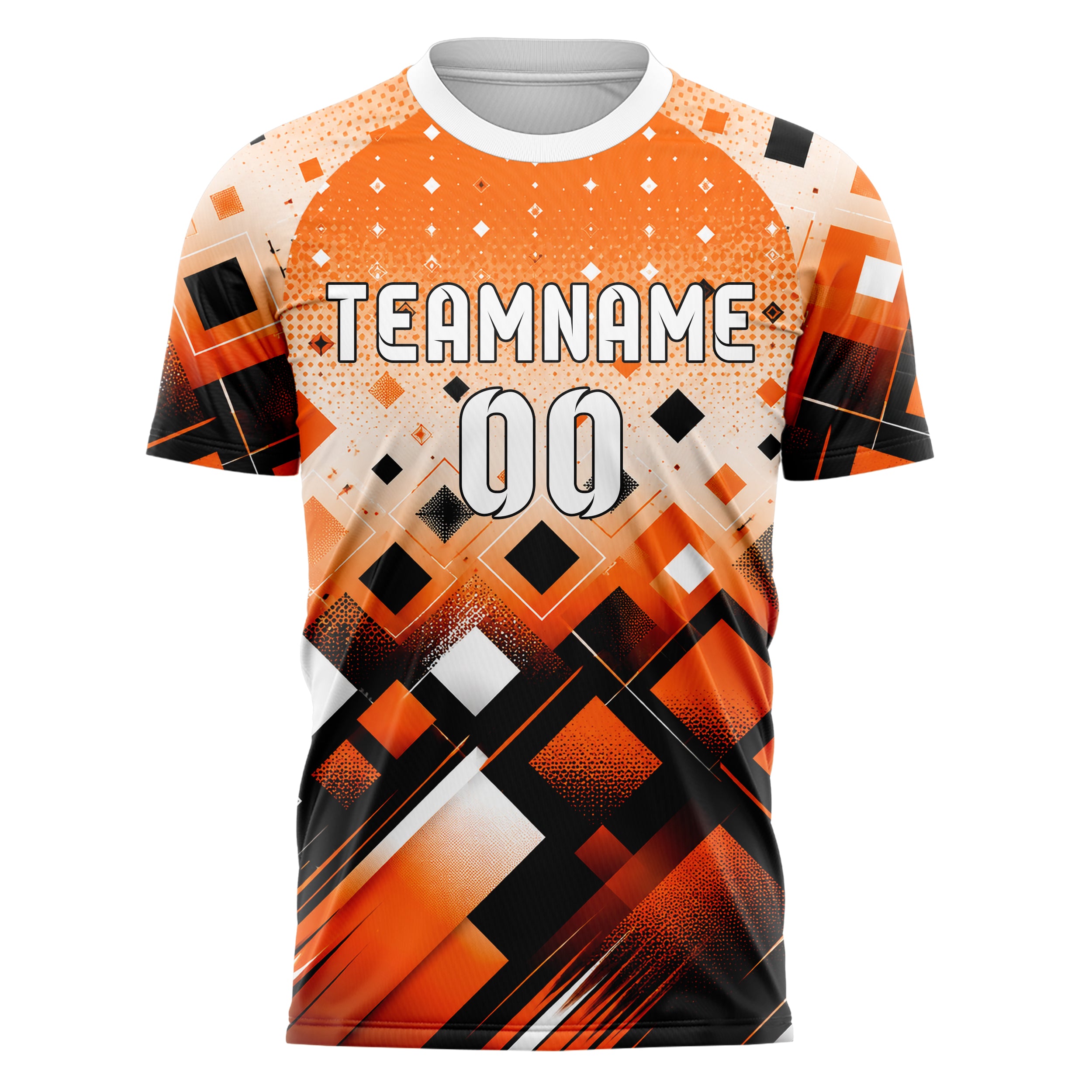 Orange lebendiges Rauten Micro to Macro Gradient Design 01-0316 individuelles Fußballtrikot front