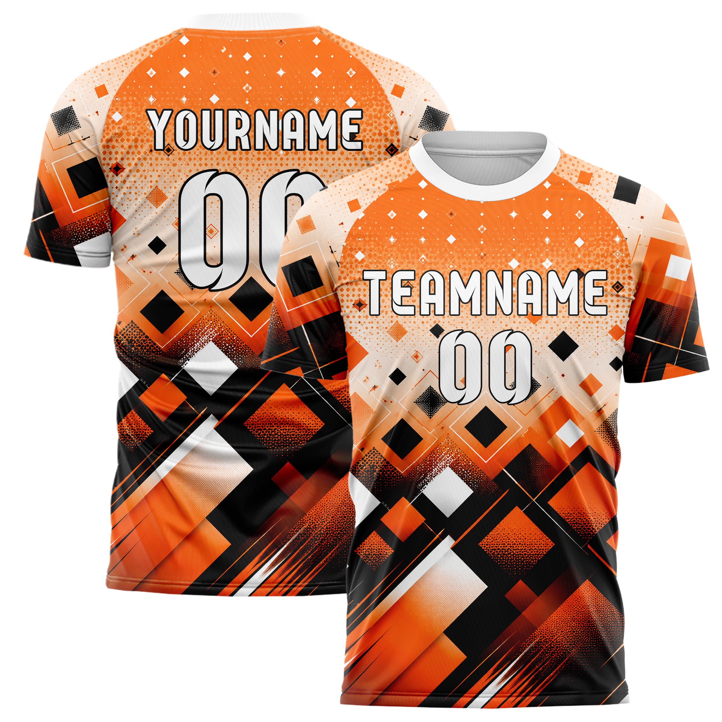 Orange lebendiges Rauten Micro to Macro Gradient Design 01-0316 individuelles Fußballtrikot main