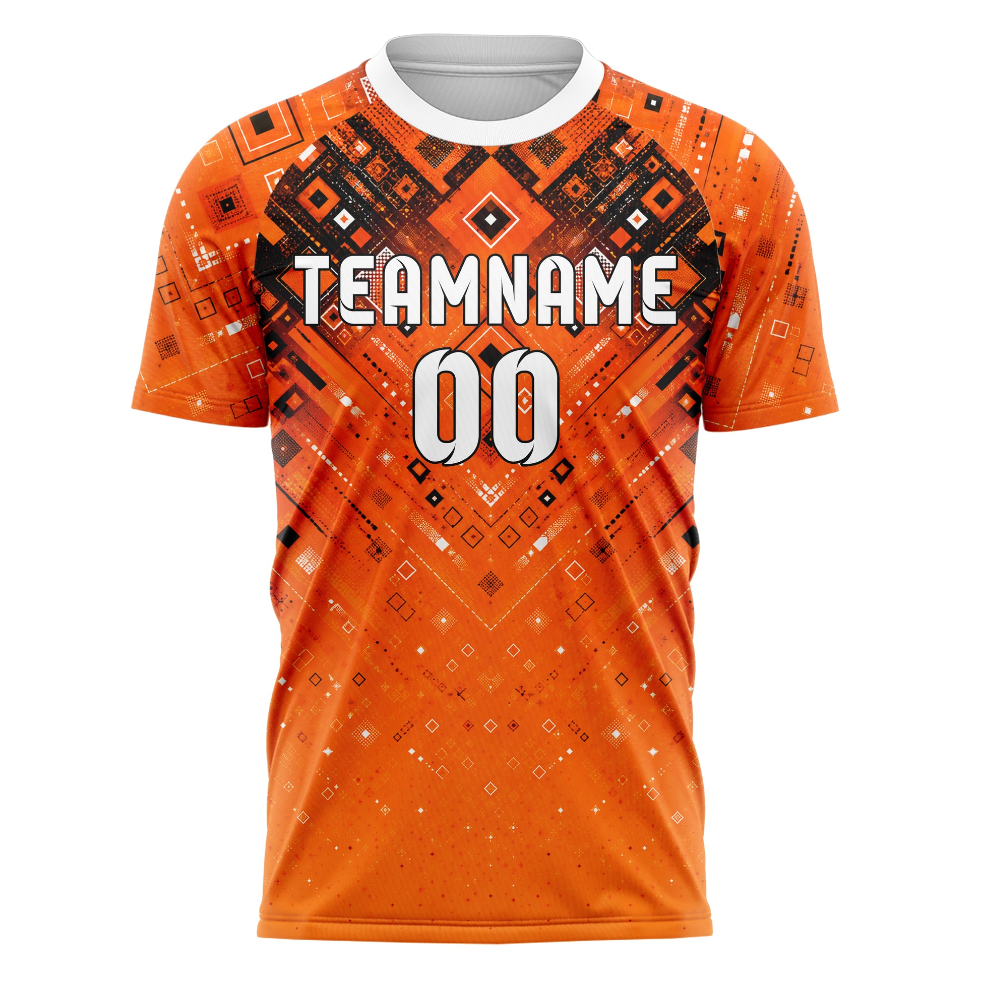 Orange lebendiges Rauten dichter Verlauf von oben Design 01-0304 individuelles Fußballtrikot front