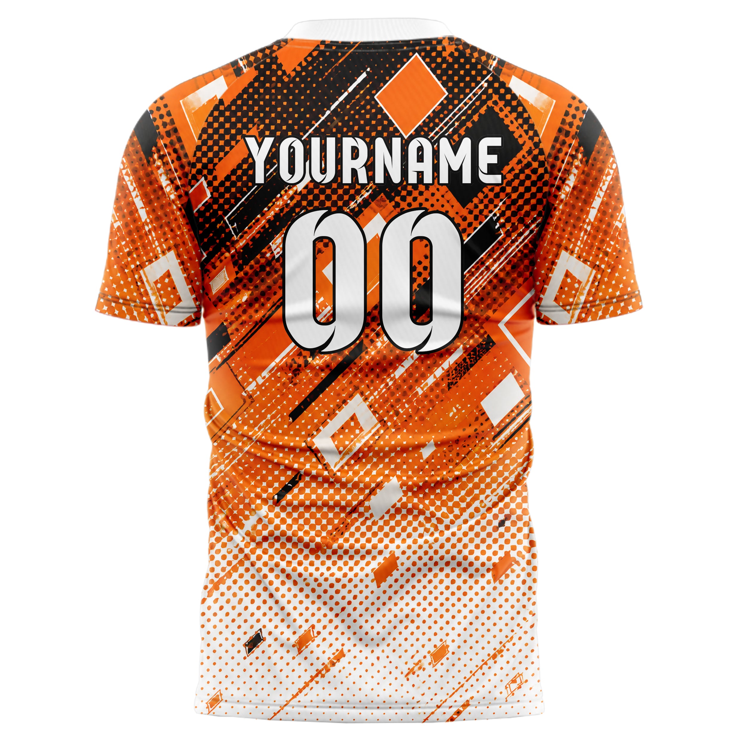 Orange lebendiges Rauten dichter Verlauf von oben Design 01-0424 individuelles Fußballtrikot back