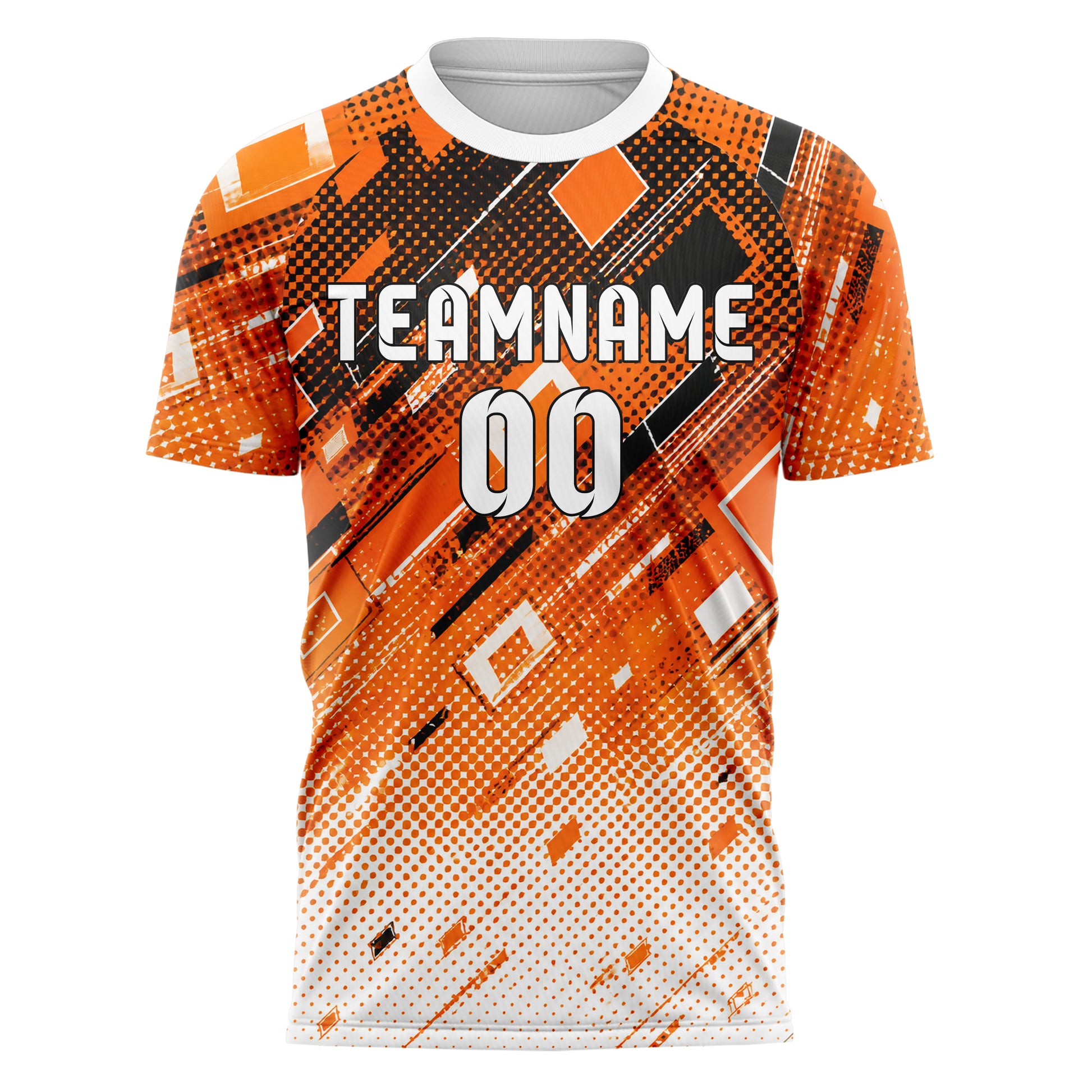 Orange lebendiges Rauten dichter Verlauf von oben Design 01-0424 individuelles Fußballtrikot front