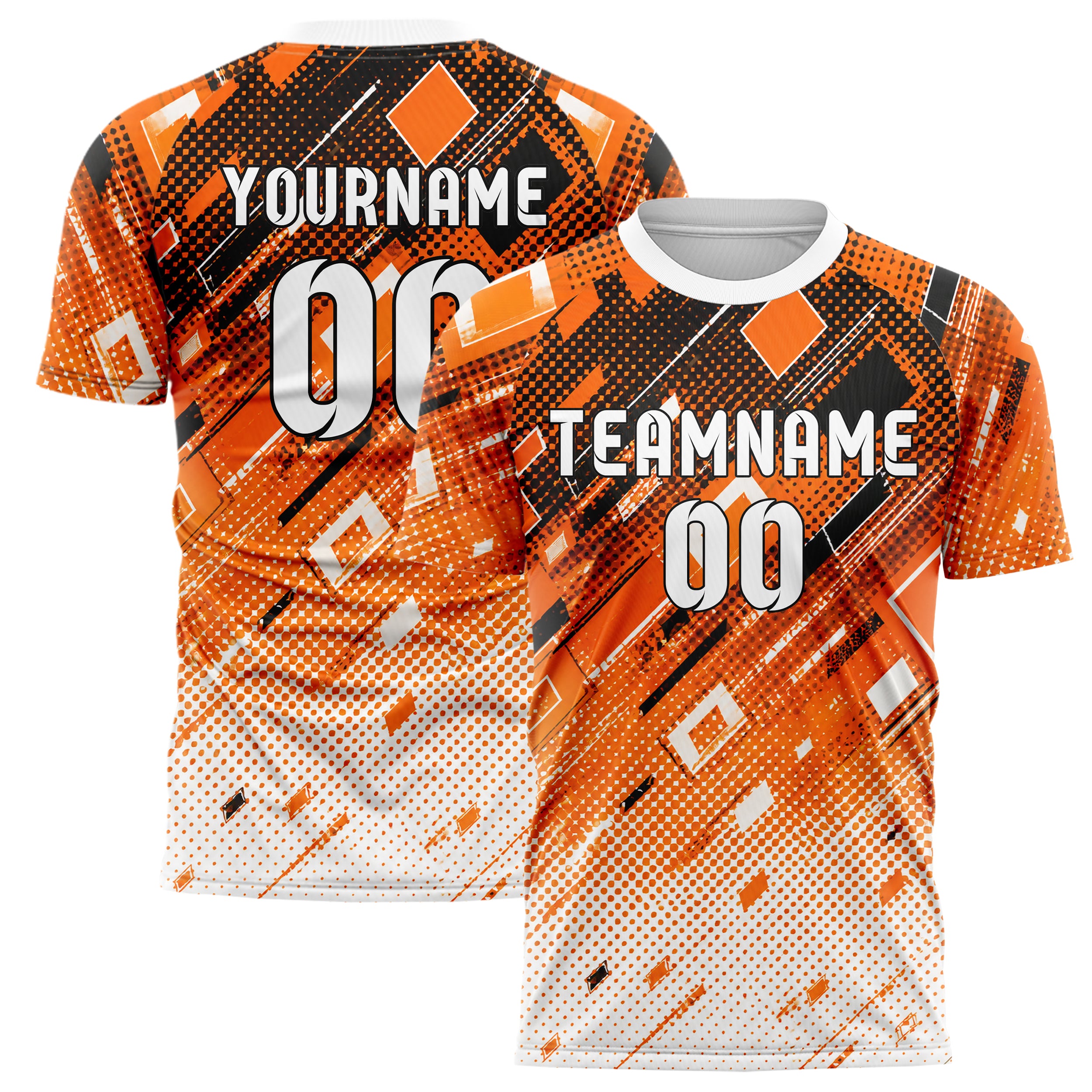 Orange lebendiges Rauten dichter Verlauf von oben Design 01-0424 individuelles Fußballtrikot main