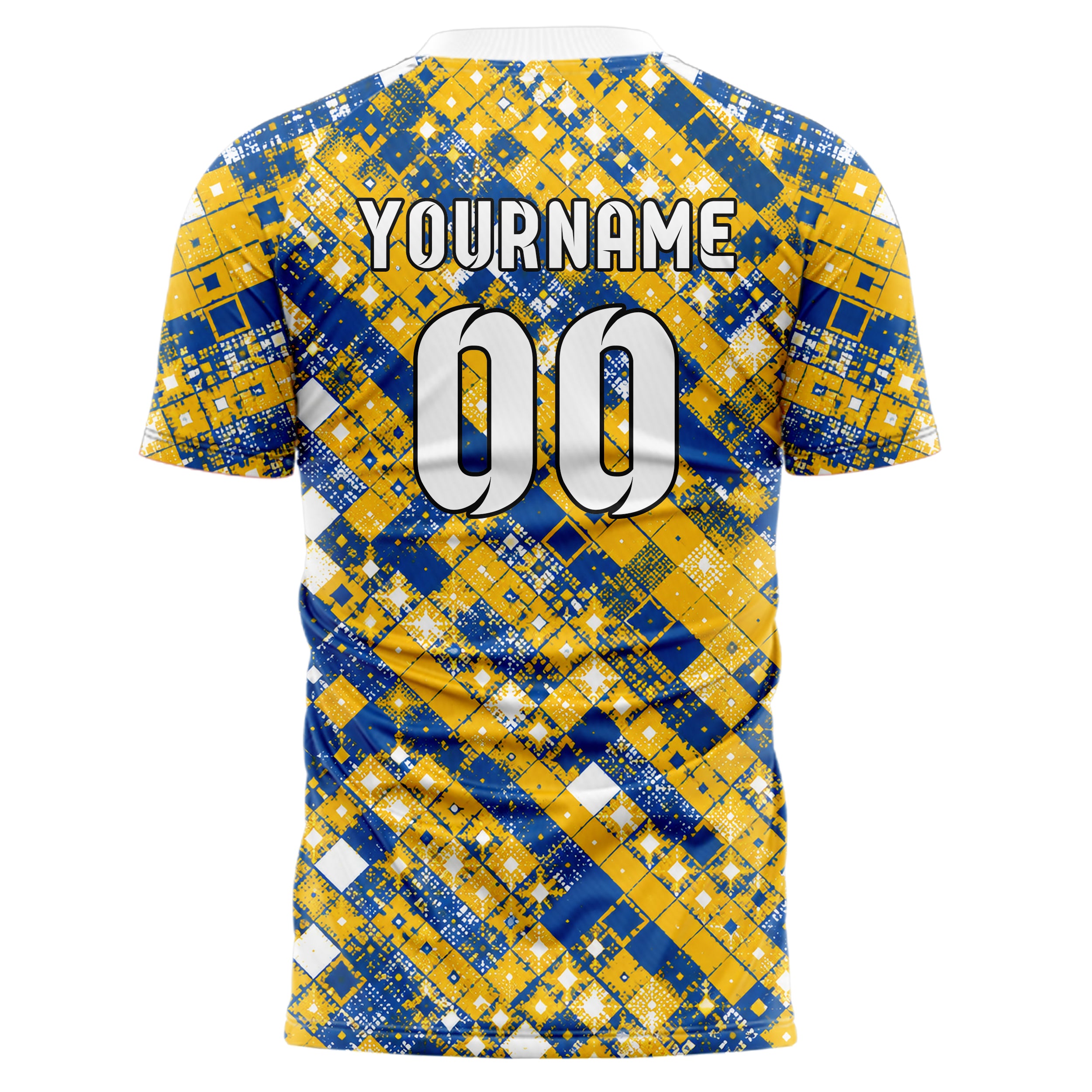Gold klassisches Rauten Square Grid Design 01-0237 individuelles Fußballtrikot back
