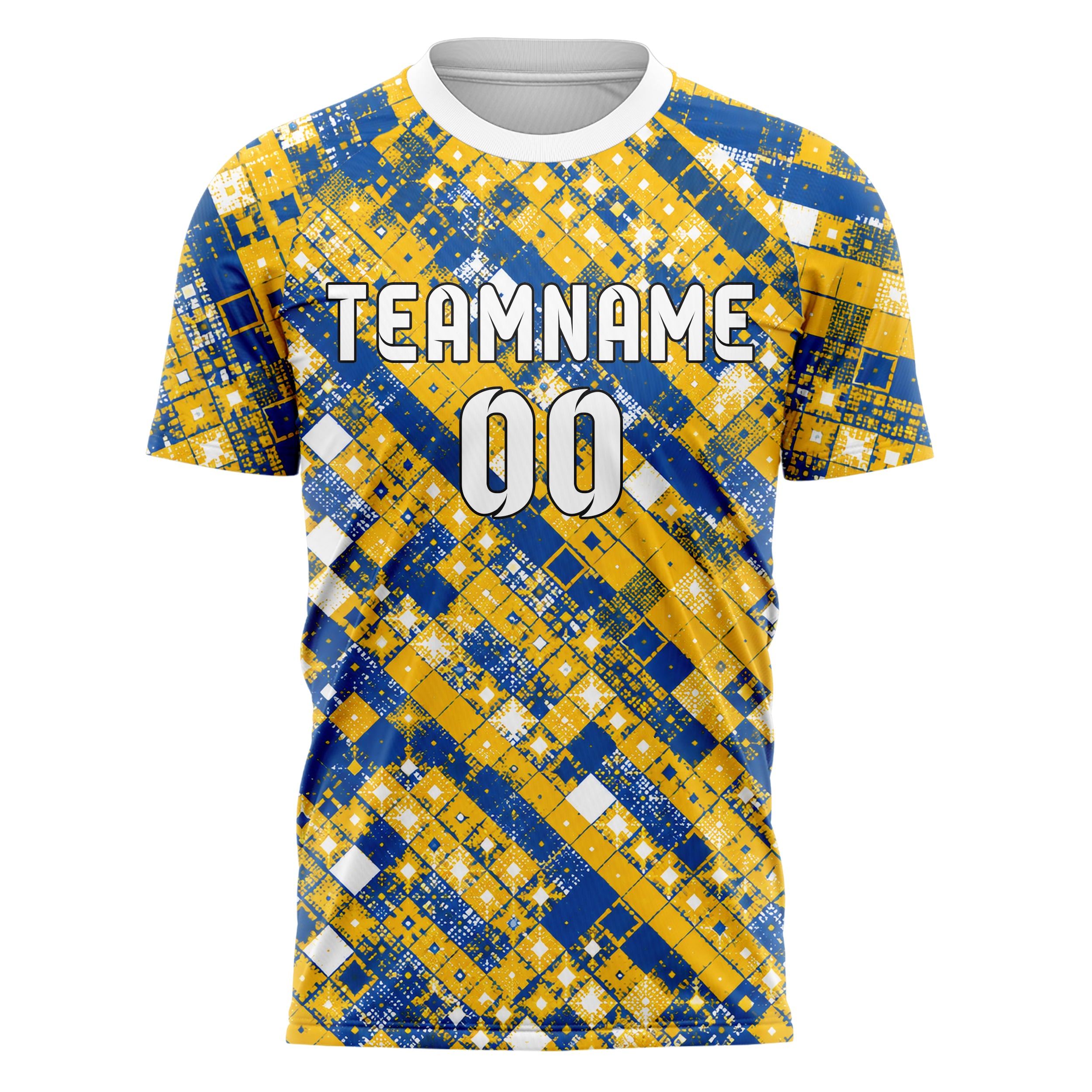 Gold klassisches Rauten Square Grid Design 01-0237 individuelles Fußballtrikot front