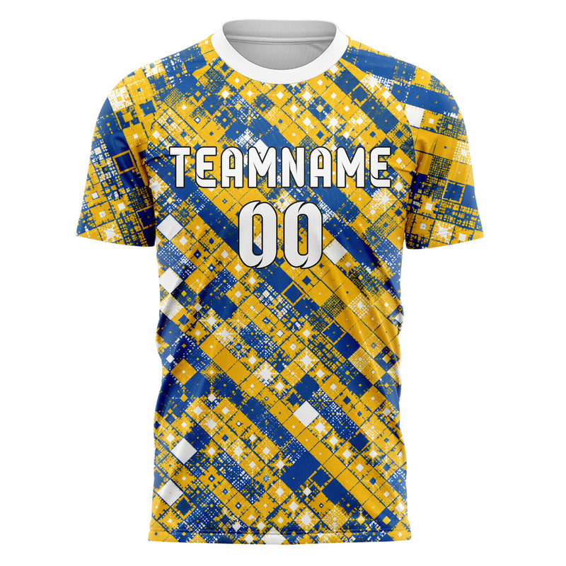 Gold klassisches Rauten Square Grid Design 01-0237 individuelles Fußballtrikot front