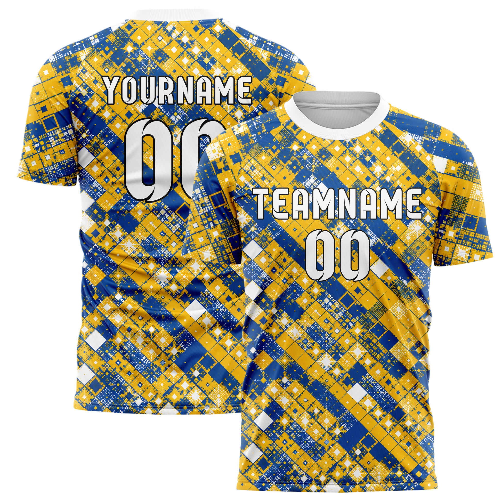 Gold klassisches Rauten Square Grid Design 01-0237 individuelles Fußballtrikot main