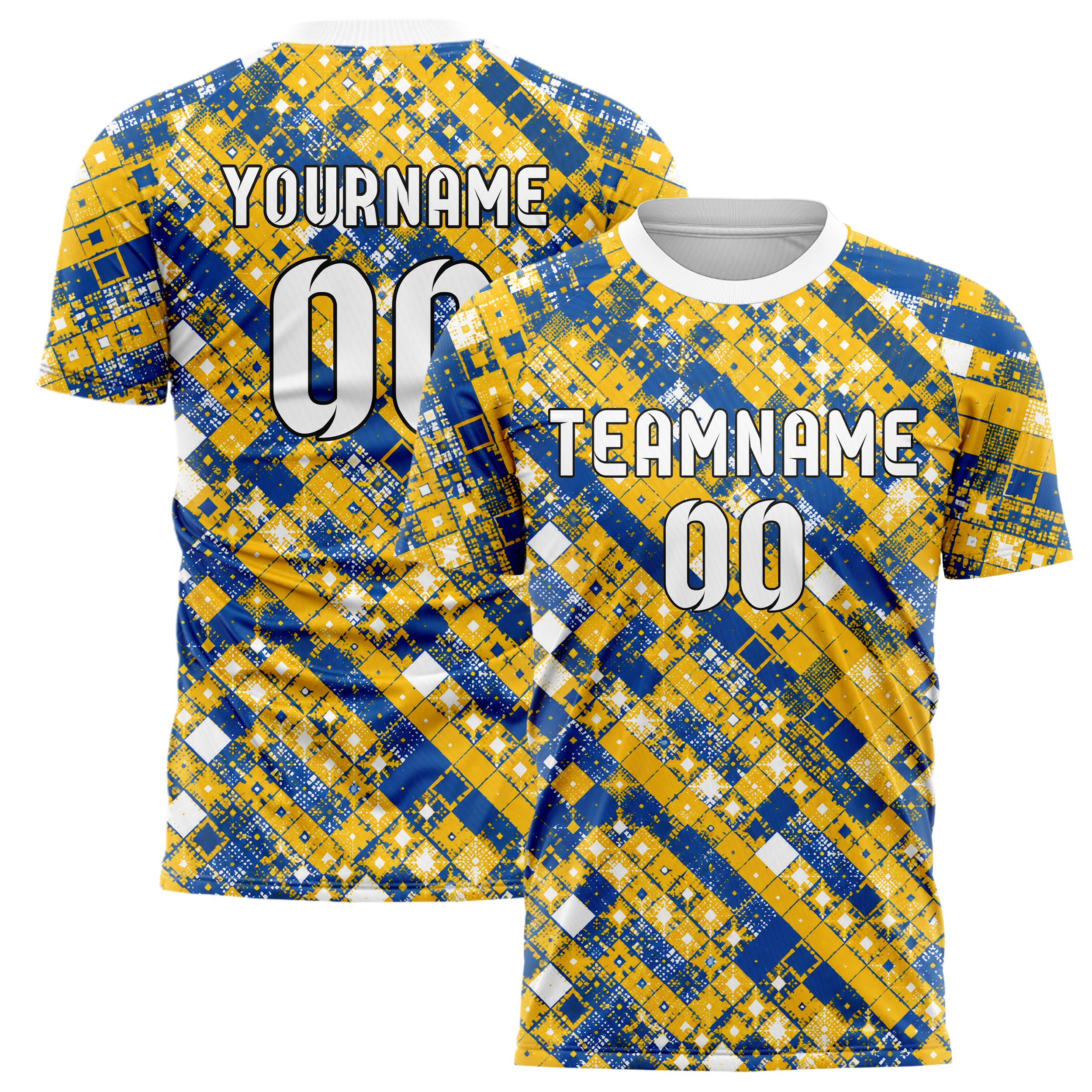 Gold klassisches Rauten Square Grid Design 01-0237 individuelles Fußballtrikot main