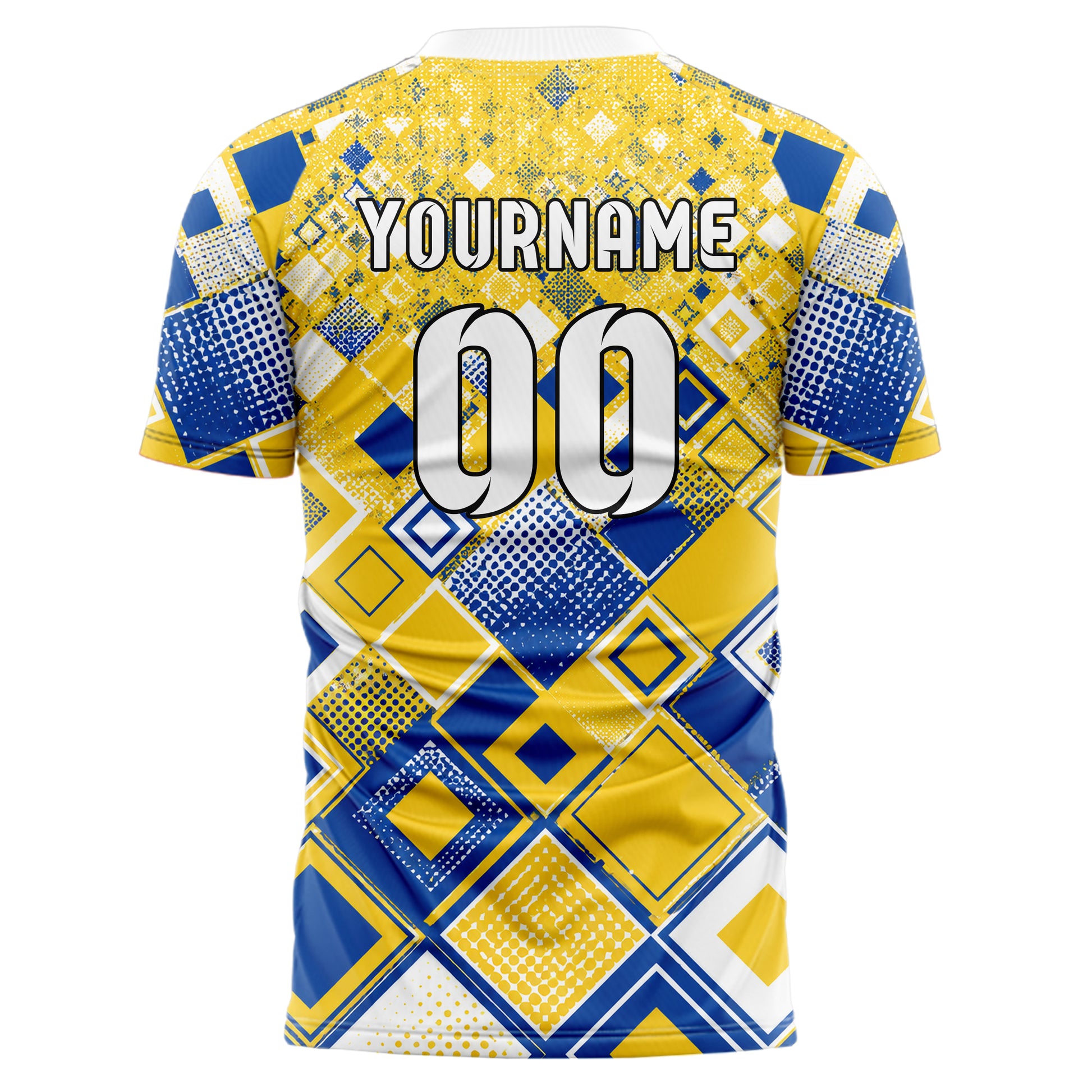 Gold klassisches Rauten Square Grid Design 01-0477 individuelles Fußballtrikot back