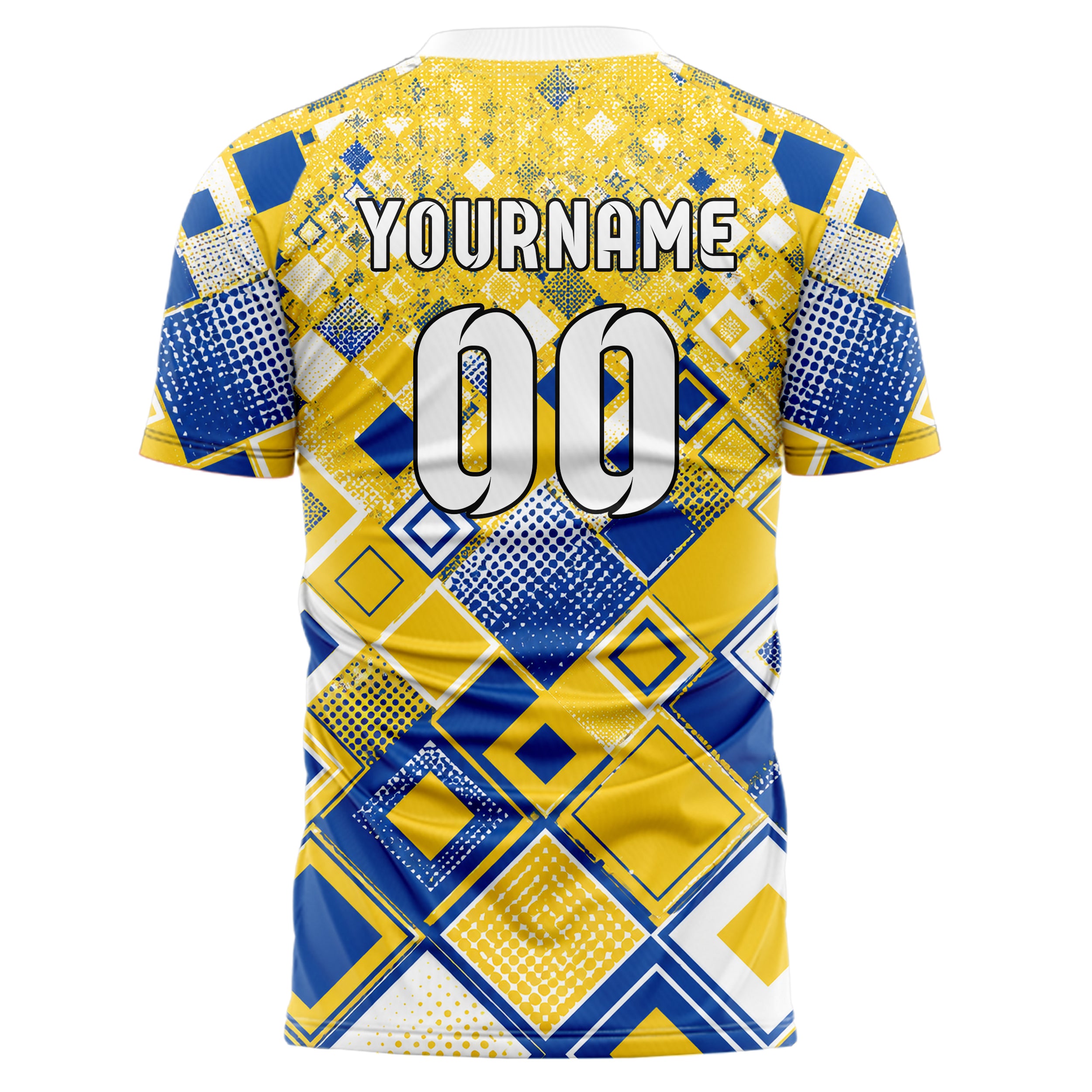 Gold klassisches Rauten Square Grid Design 01-0477 individuelles Fußballtrikot back