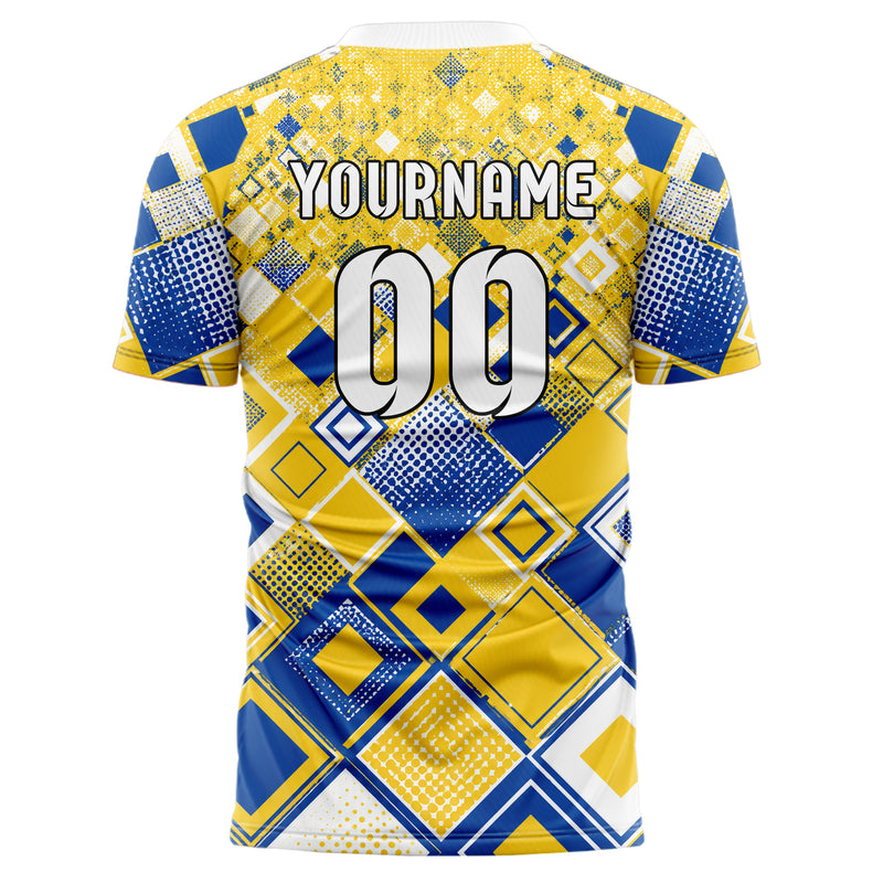 Gold klassisches Rauten Square Grid Design 01-0477 individuelles Fußballtrikot back